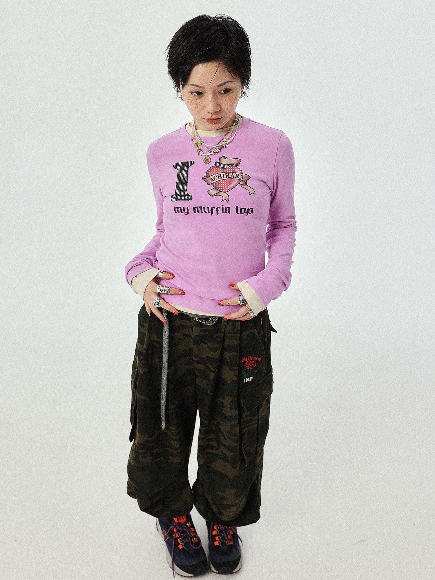 Achihara I Love My Muffin Top T-Shirt With 3D Heart Print