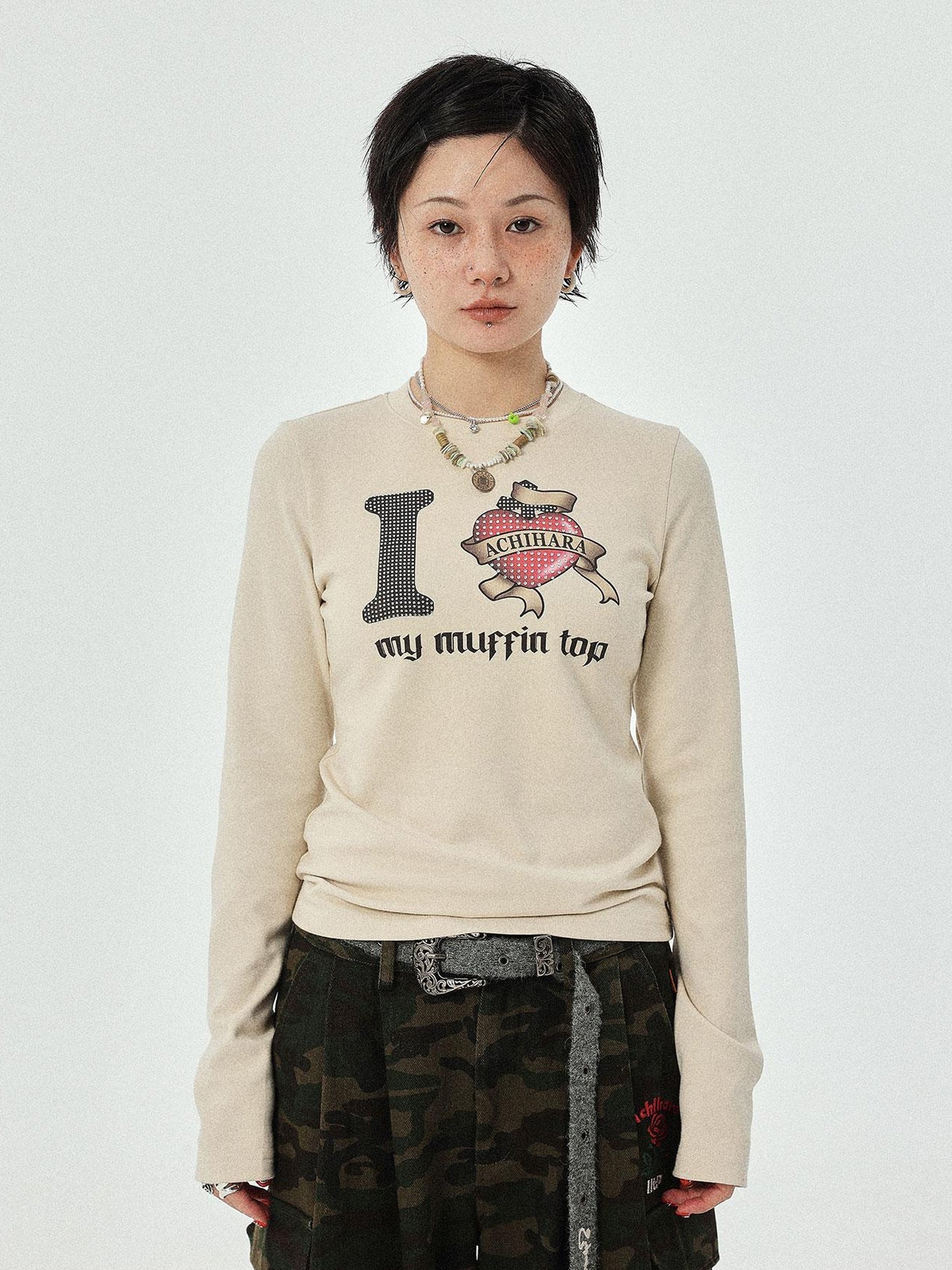 Achihara I Love My Muffin Top T-Shirt With 3D Heart Print