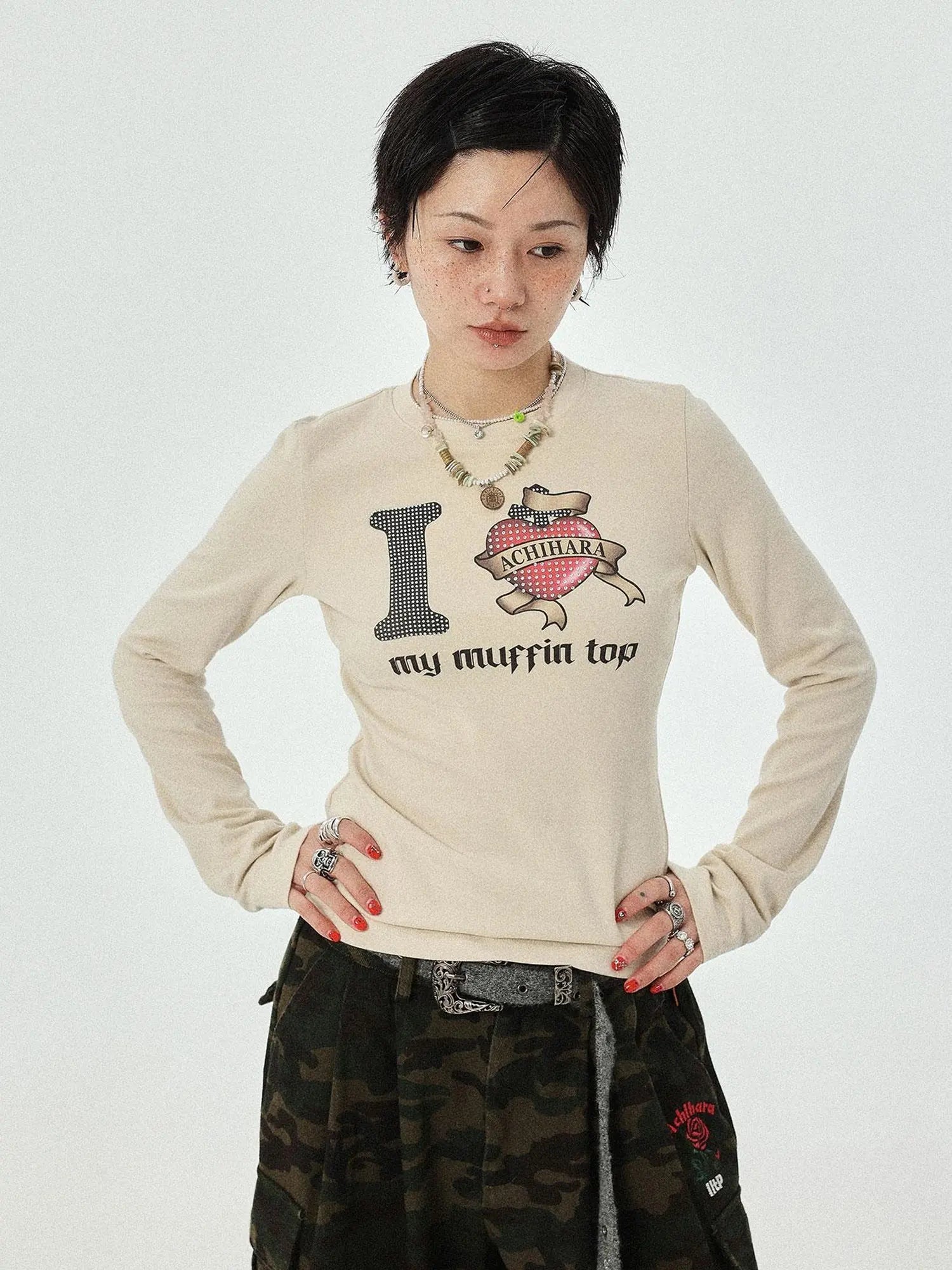 I Love My Muffin Top T-Shirt With 3D Heart Print