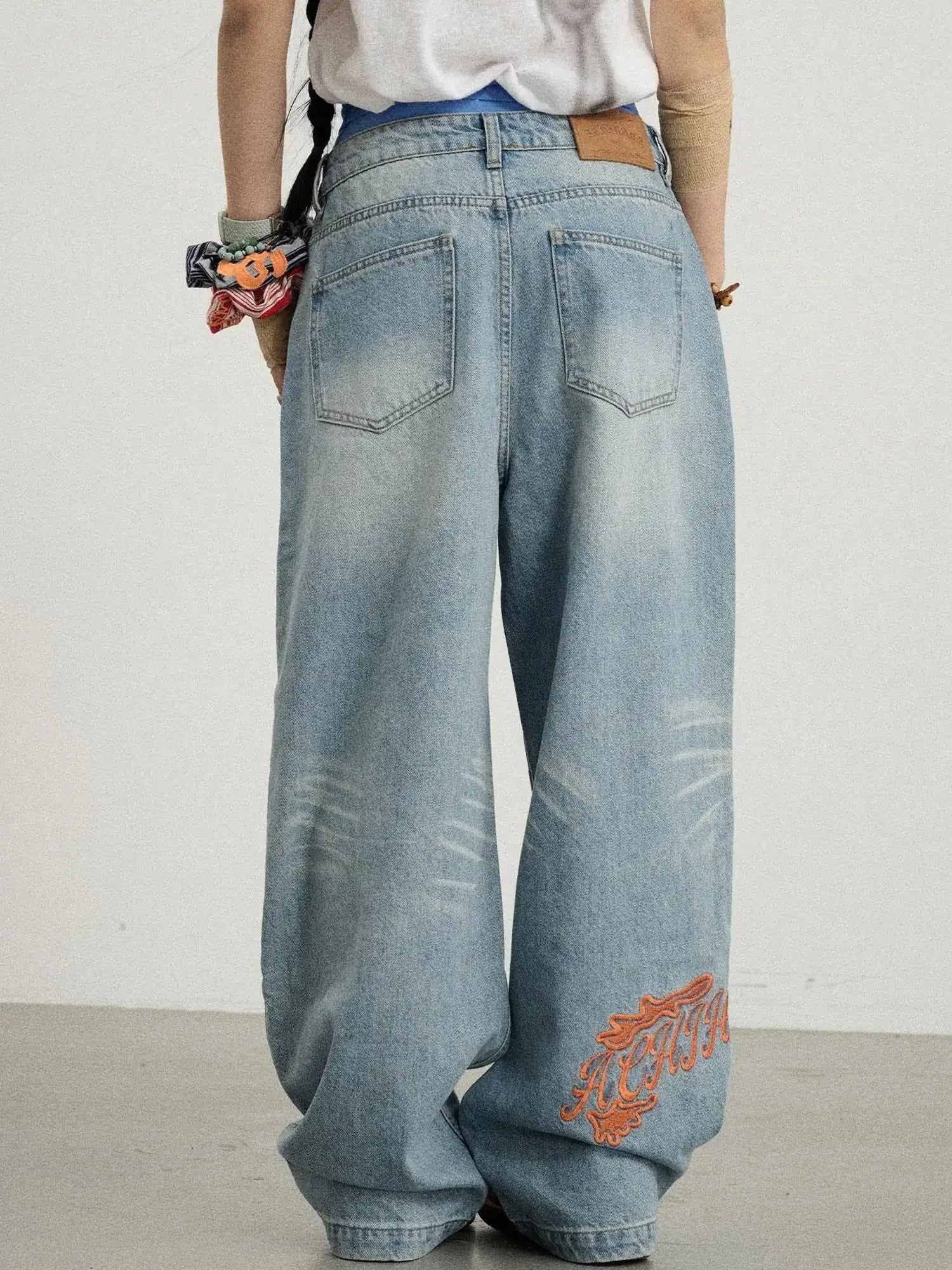 Iceland Summer Washed Denim Wide Leg Jeans