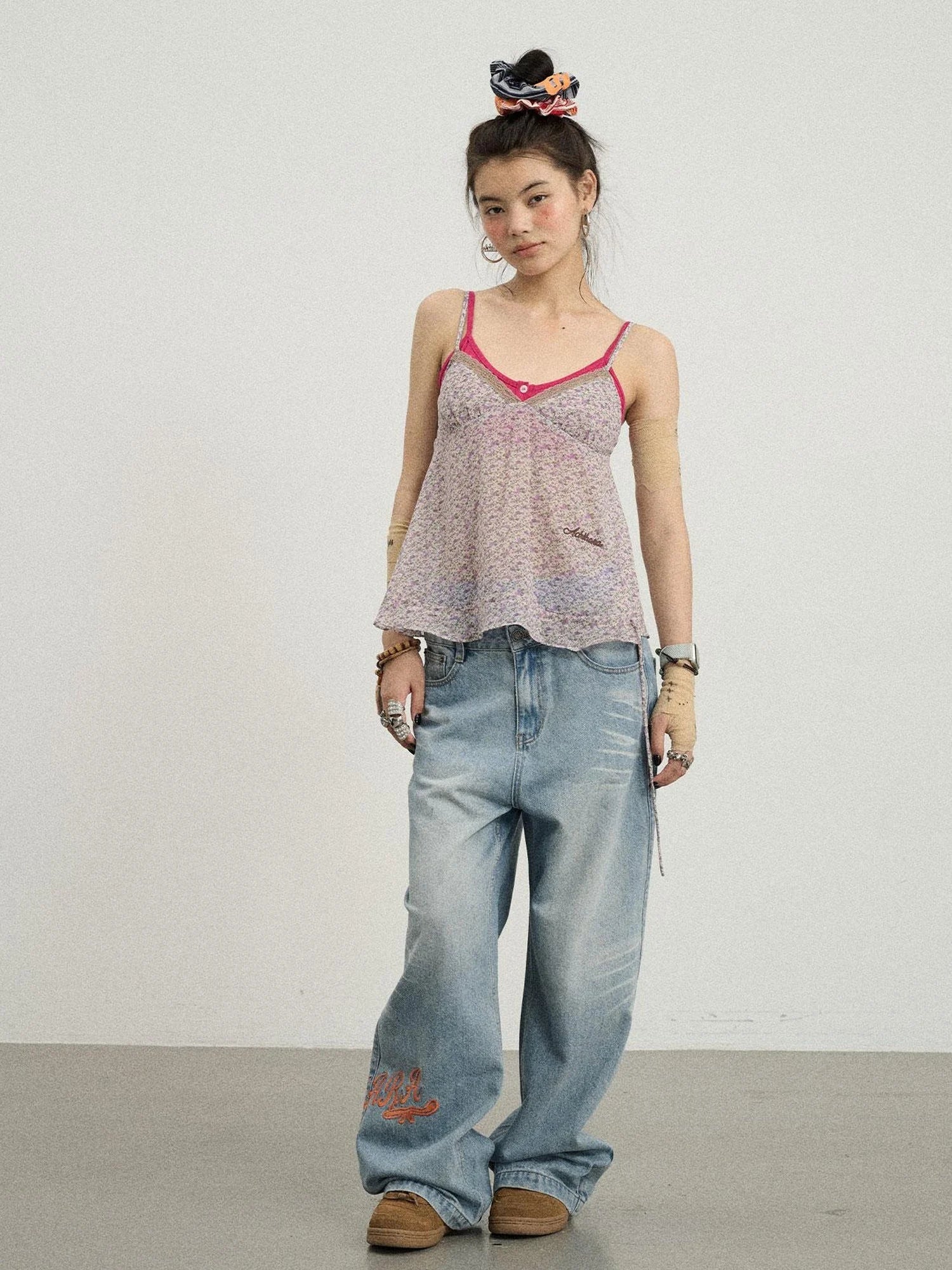 Iceland Summer Washed Denim Wide Leg Jeans