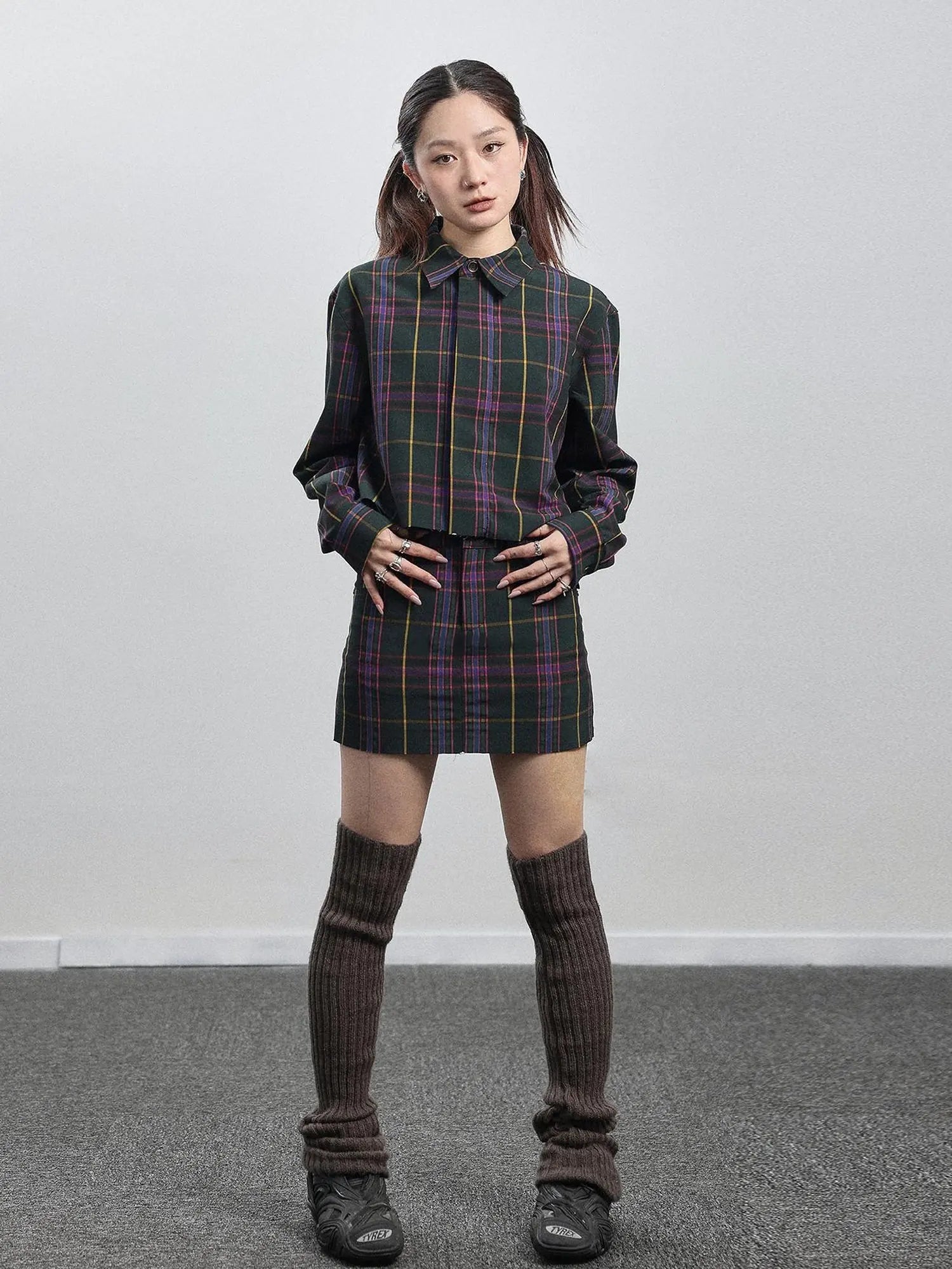 Imagine Inspired Grid Shirt & Pencil Skirt Set