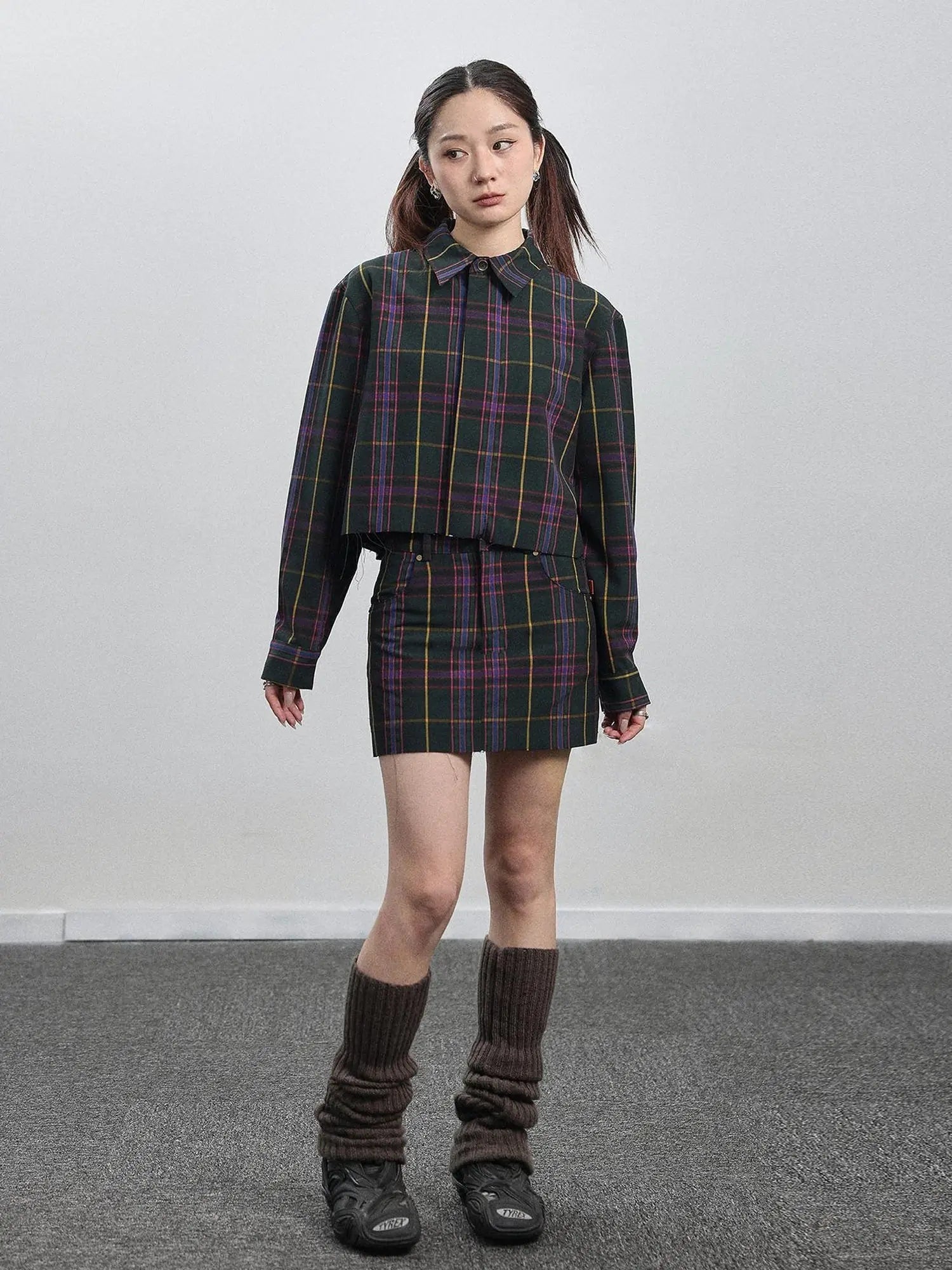 Imagine Inspired Grid Shirt & Pencil Skirt Set