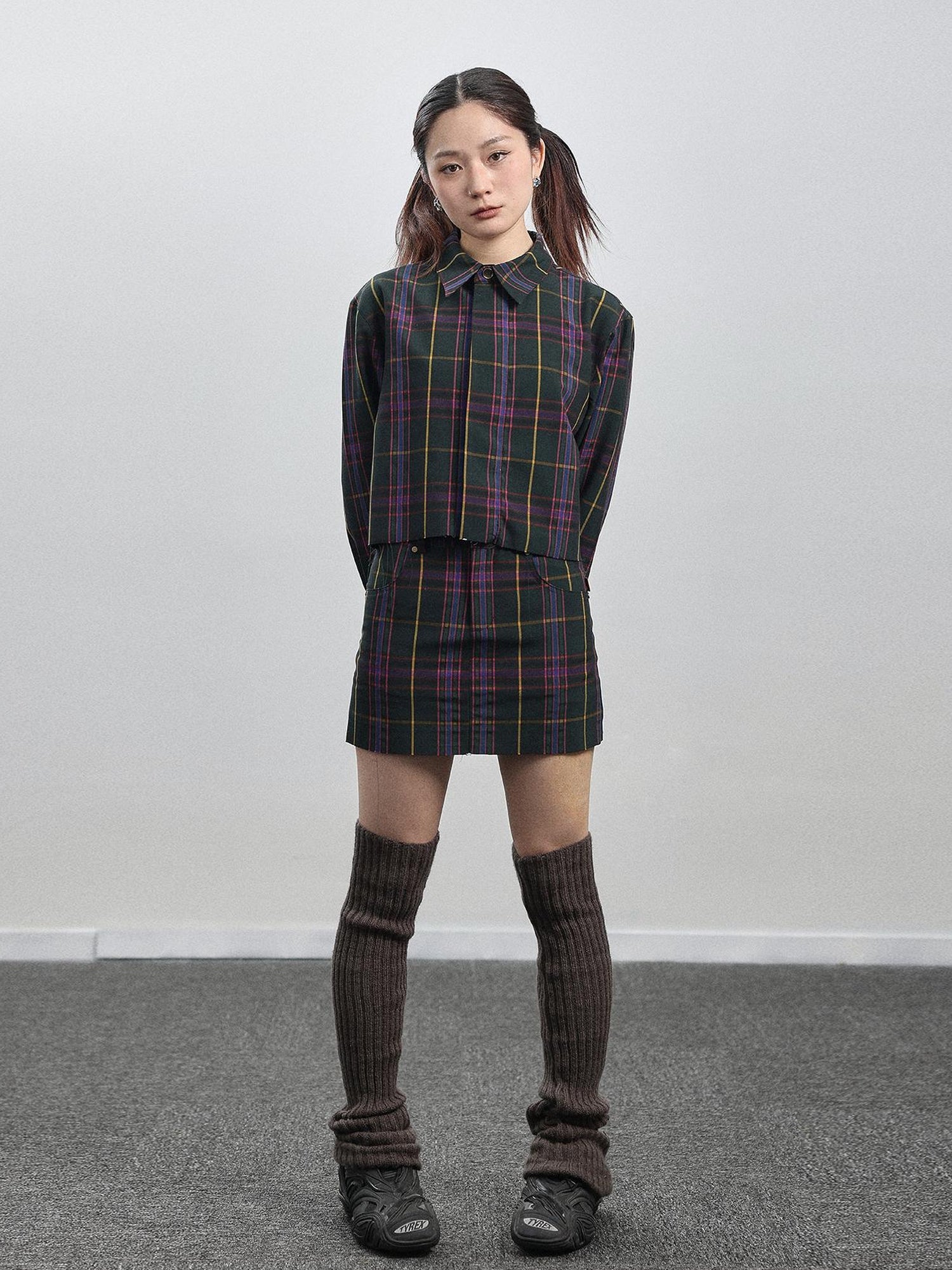 Achihara Imagine Inspired Grid Shirt & Pencil Skirt Set