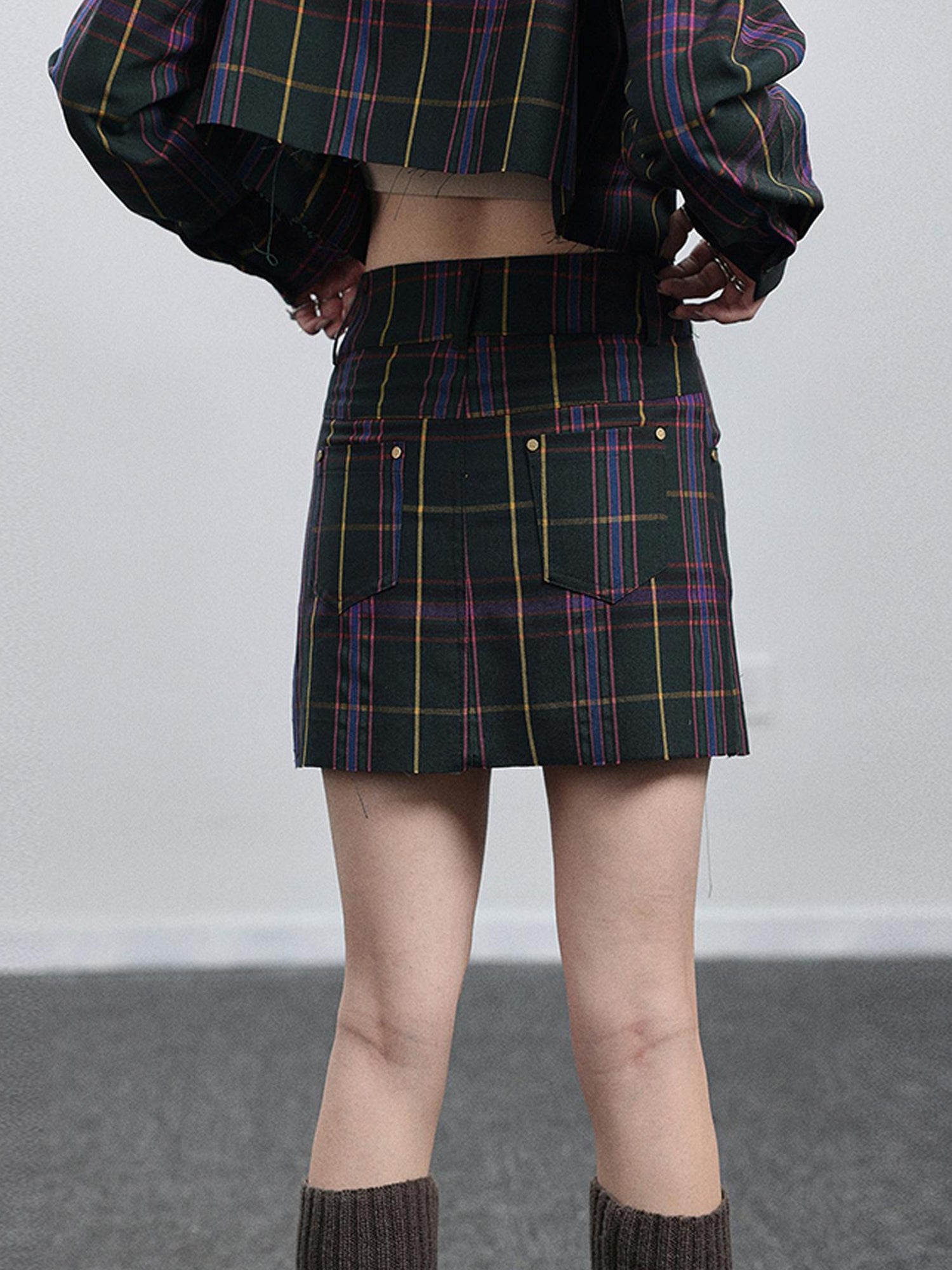 Achihara Imagine Inspired Grid Shirt & Pencil Skirt Set