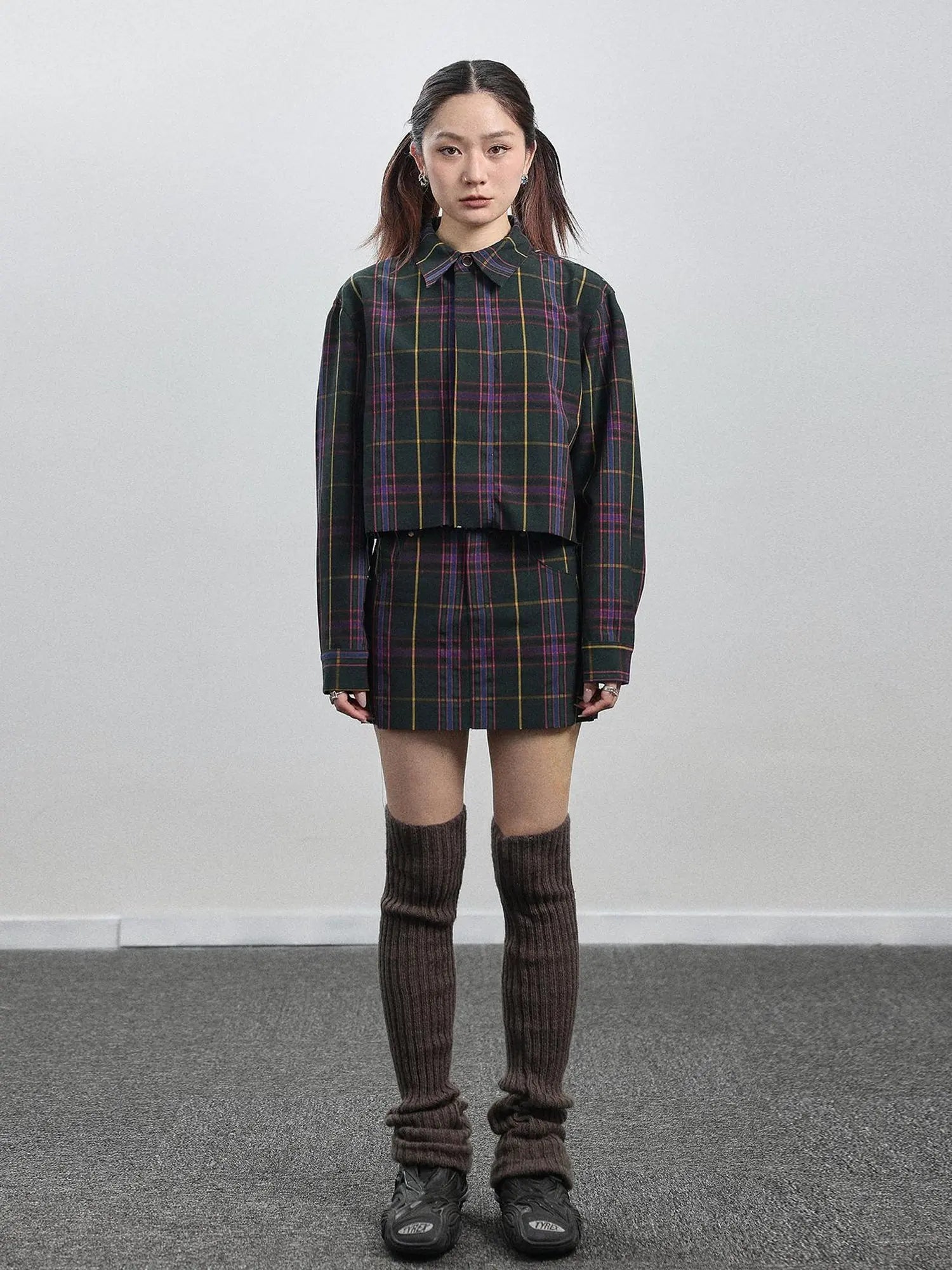 Imagine Inspired Grid Shirt & Pencil Skirt Set