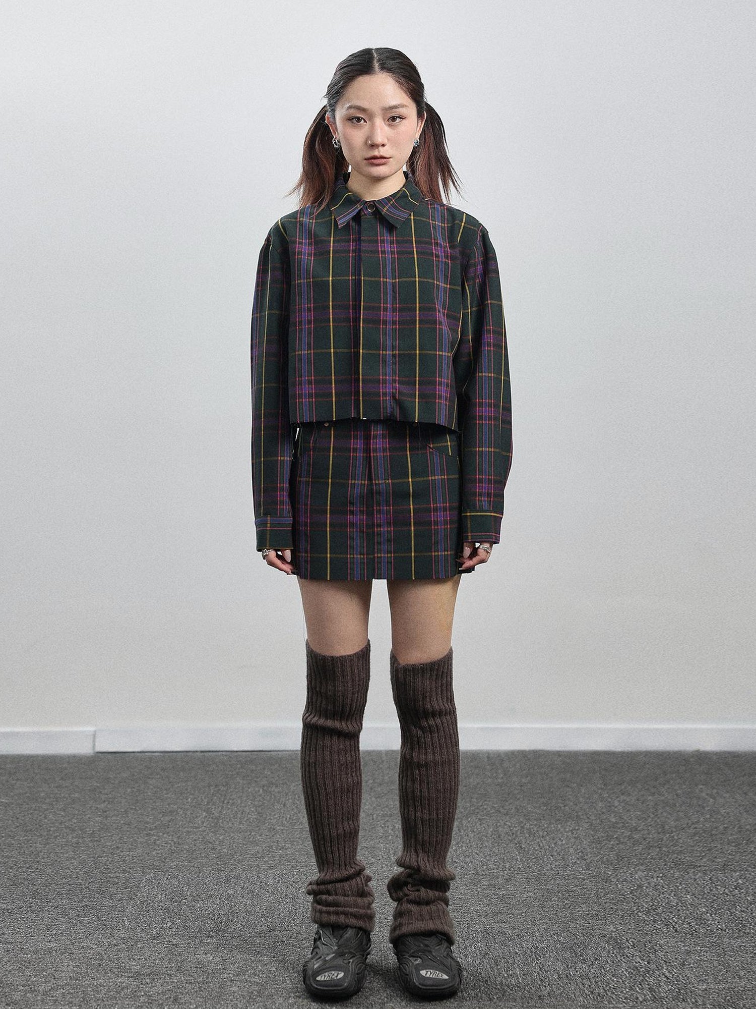 Achihara Imagine Inspired Grid Shirt & Pencil Skirt Set