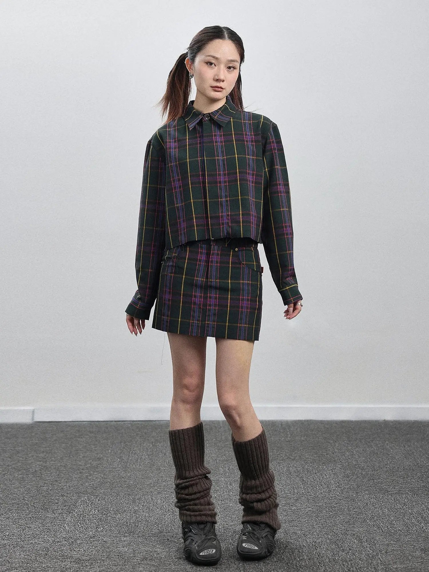 Imagine Inspired Grid Shirt & Pencil Skirt Set