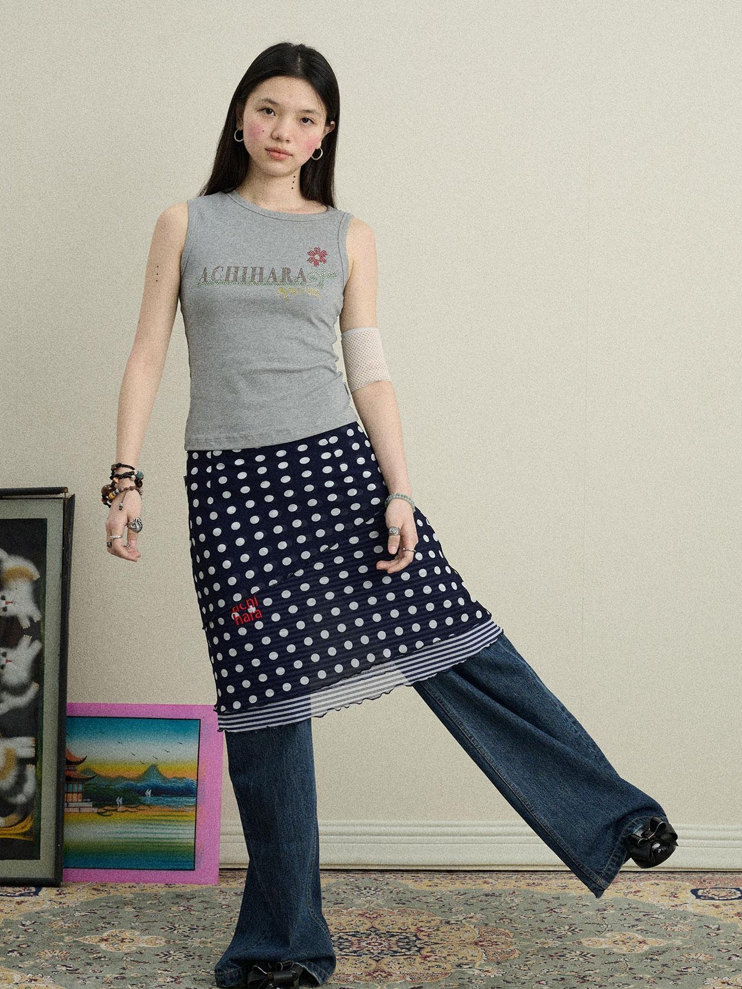 Achihara Jammy Dot A Line Skirt