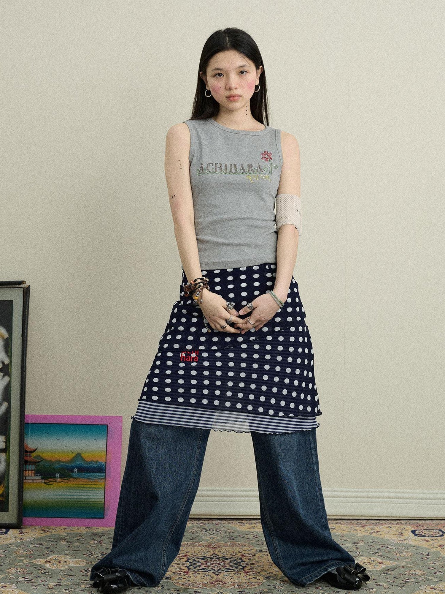 Achihara Jammy Dot A Line Skirt
