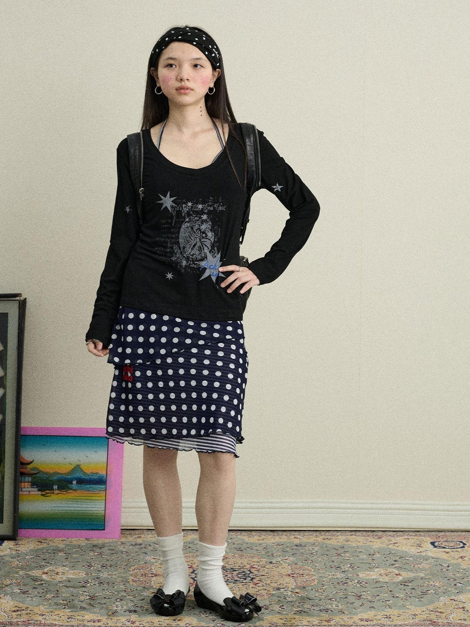 Achihara Jammy Dot A Line Skirt