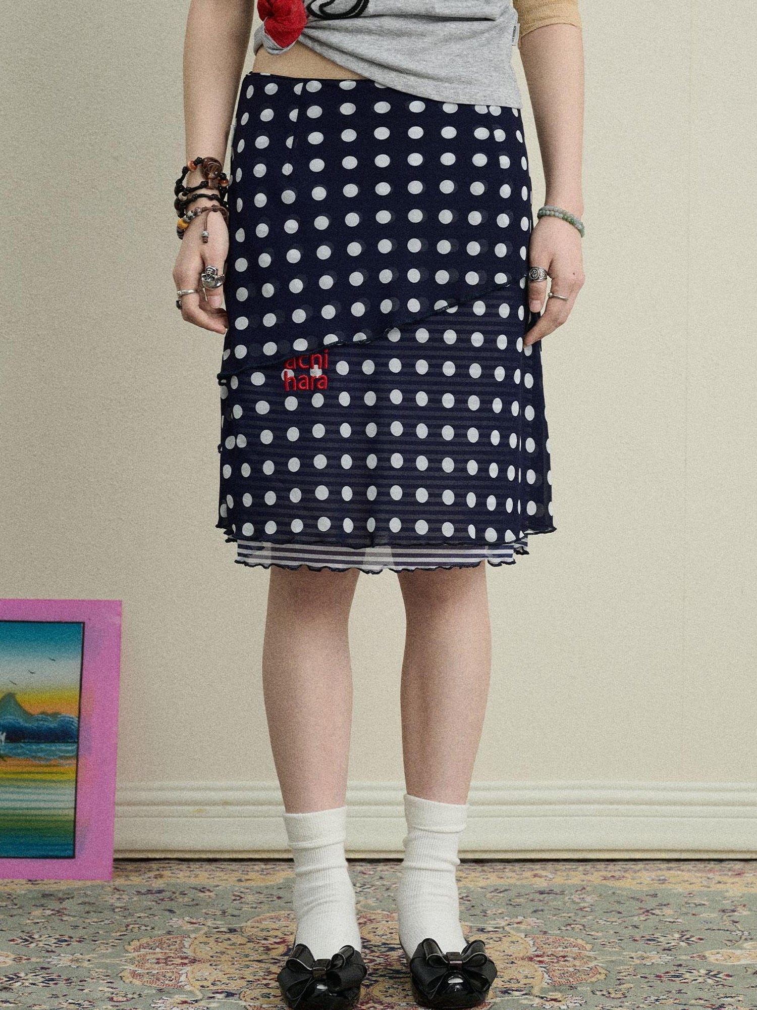 Achihara Jammy Dot A Line Skirt