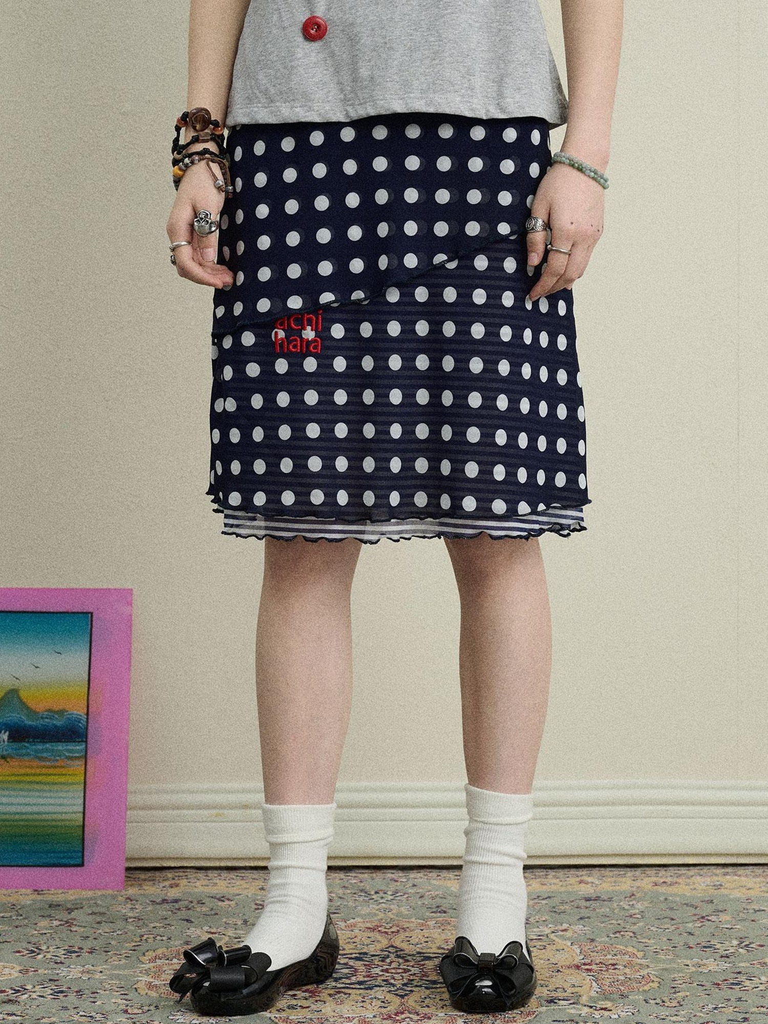 Achihara Jammy Dot A Line Skirt