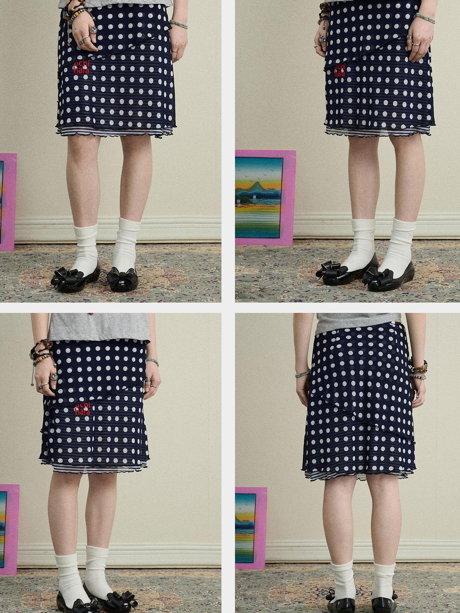 Achihara Jammy Dot A Line Skirt