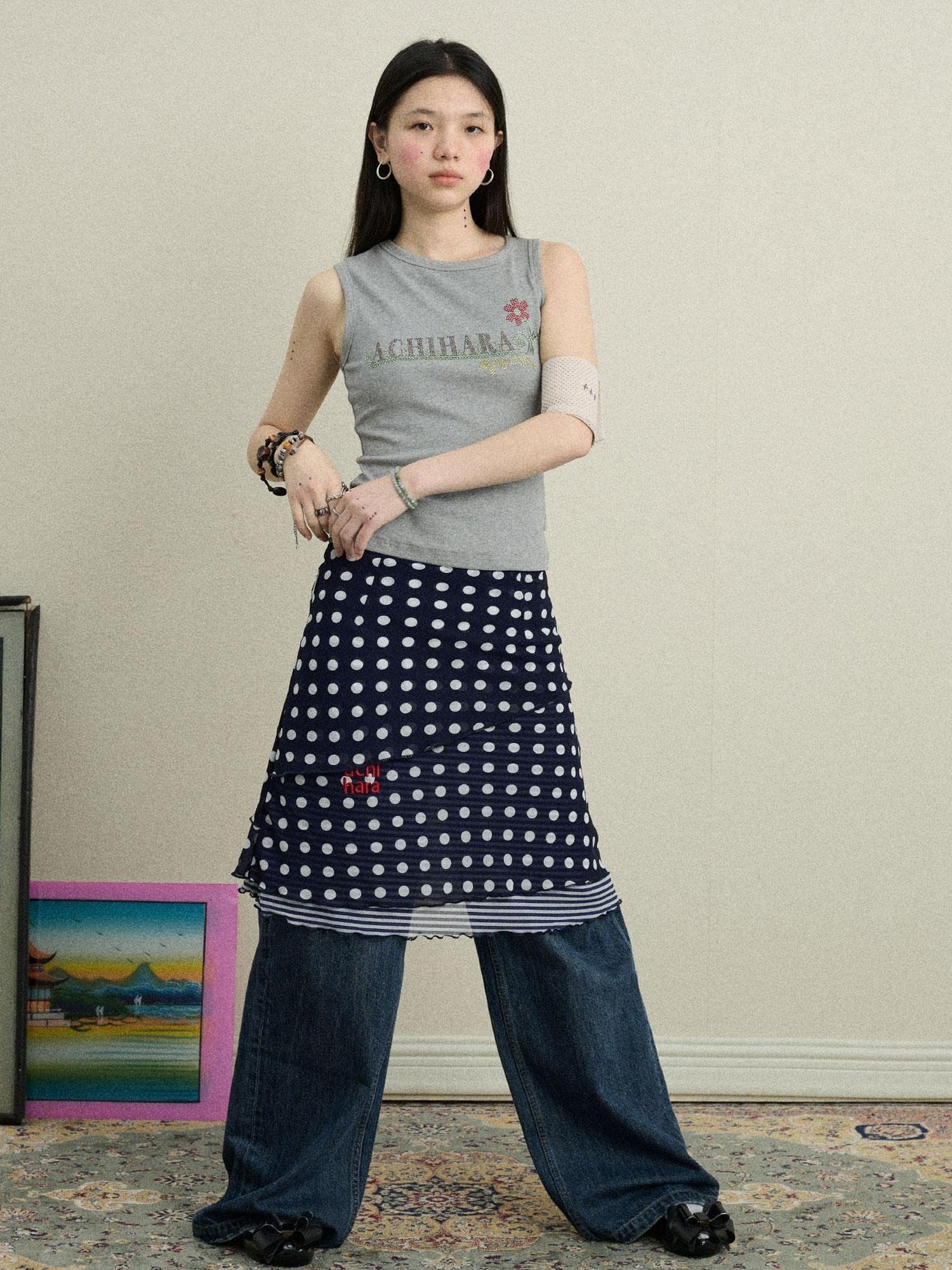 Achihara Jammy Dot A Line Skirt