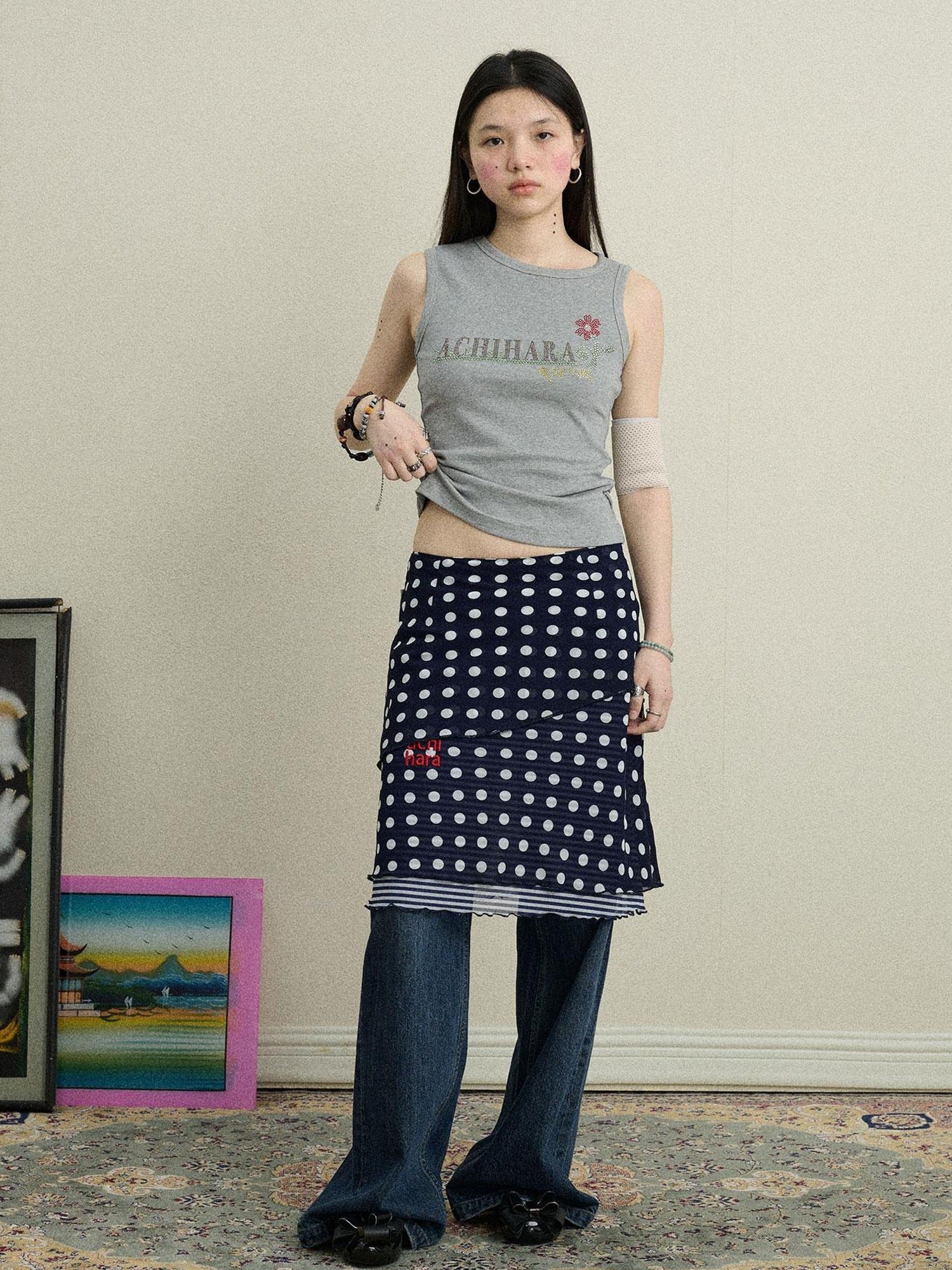 Achihara Jammy Dot A Line Skirt
