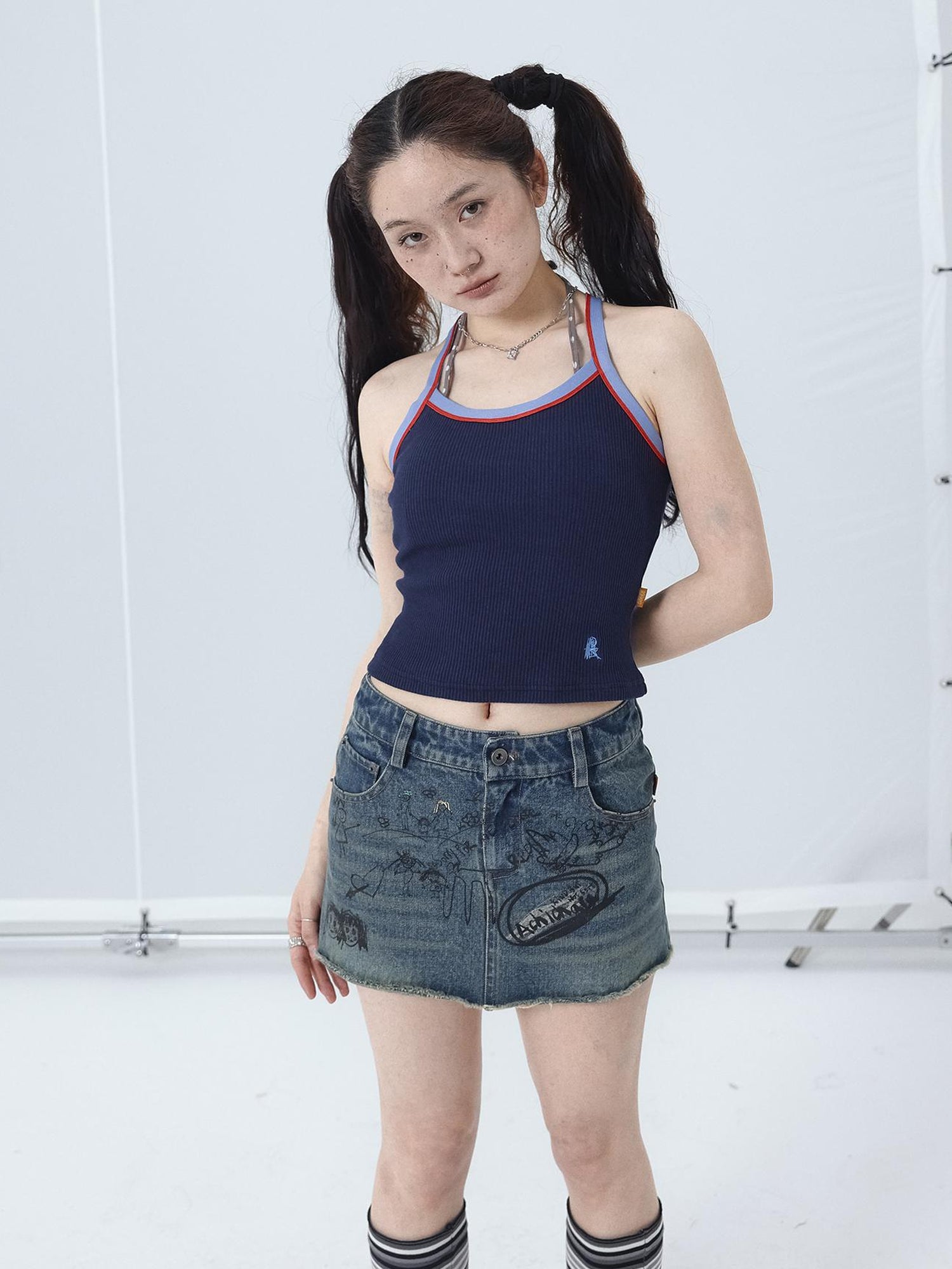 Achihara Japanese Style Strapless Crop Top