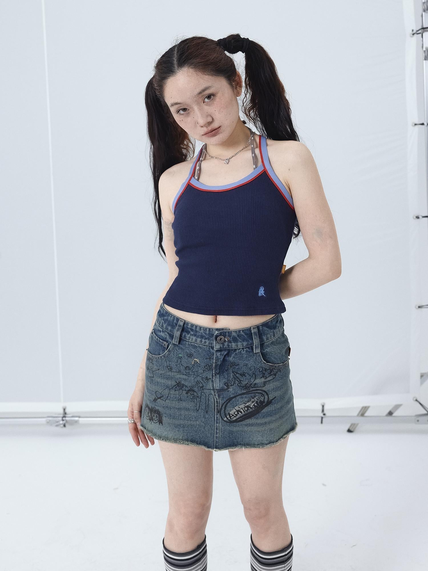 Achihara Japanese Style Strapless Crop Top