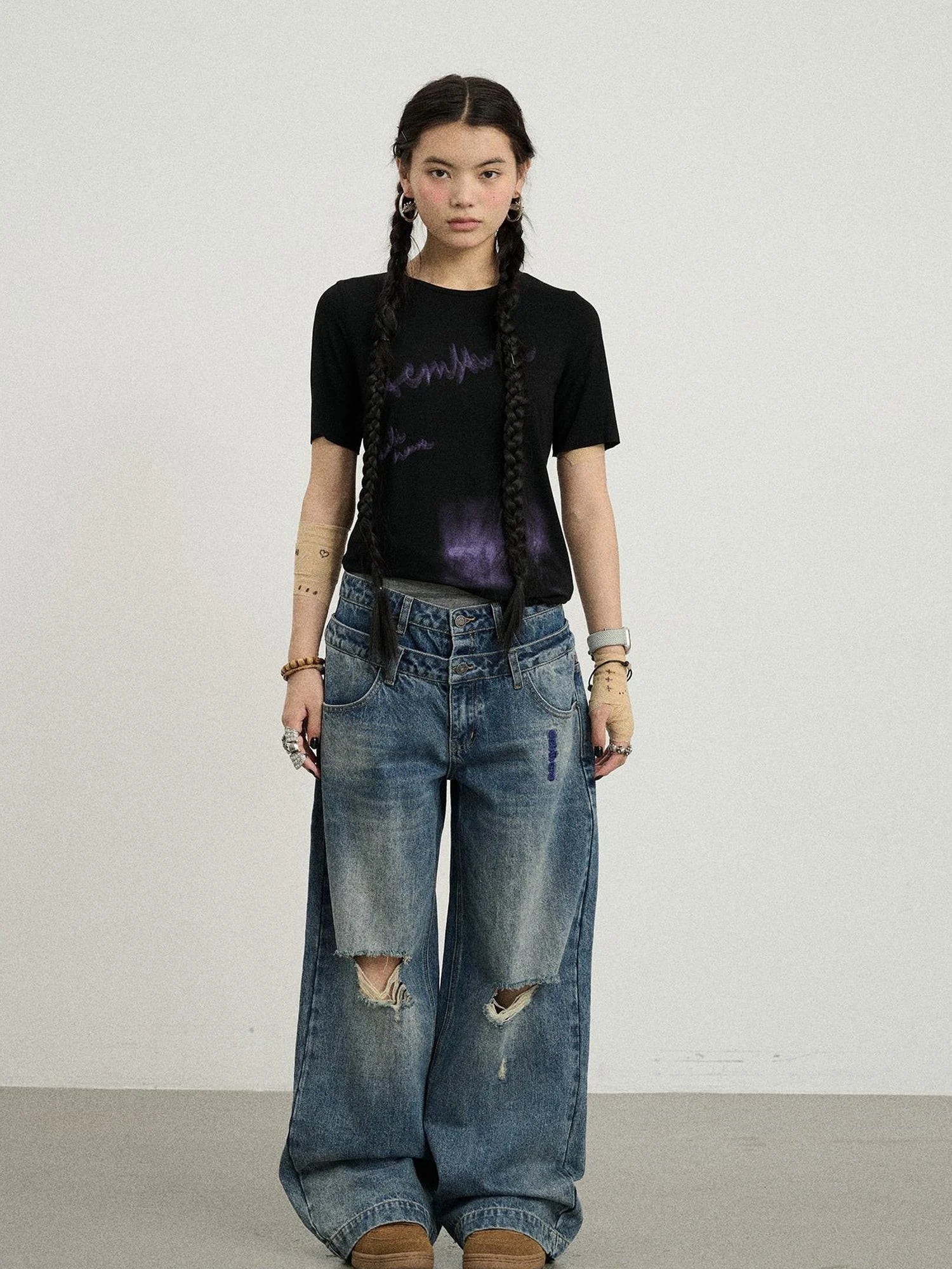 Jelly T Shirt 2025 Summer Slim Fit Women Top With Aurora Print