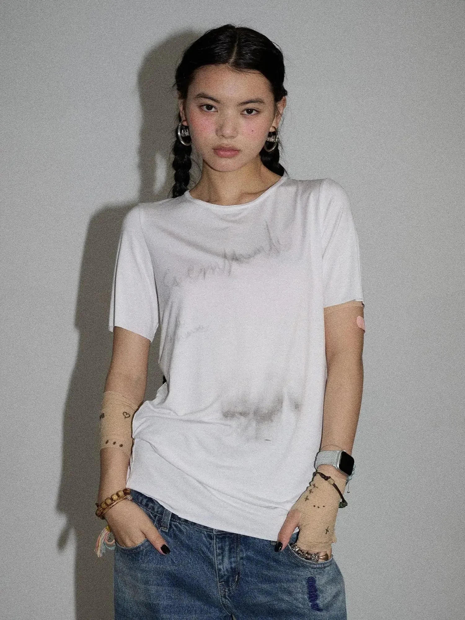 Jelly T Shirt 2025 Summer Slim Fit Women Top With Aurora Print