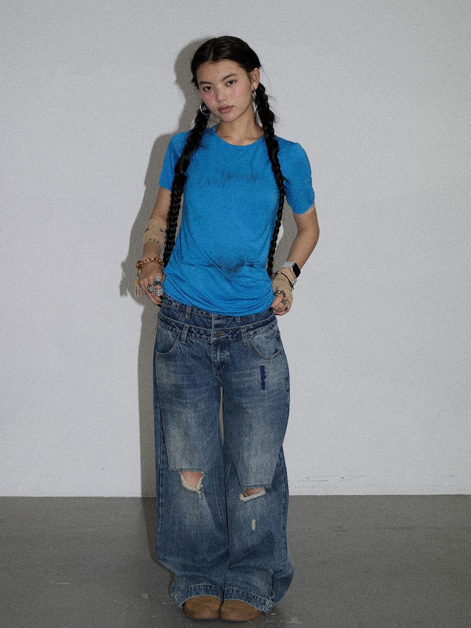 Achihara Jelly T Shirt 2025 Summer Slim Fit Women Top With Aurora Print