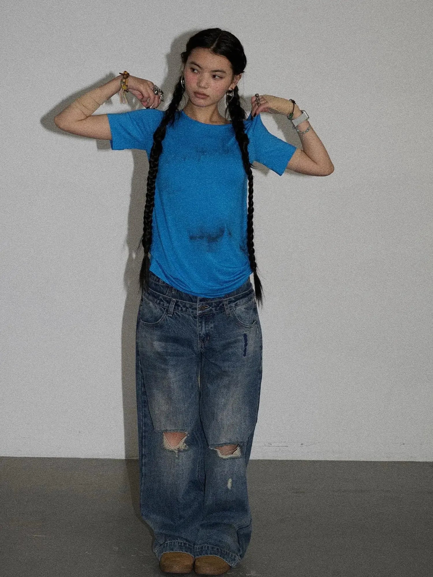 Jelly T Shirt 2025 Summer Slim Fit Women Top With Aurora Print