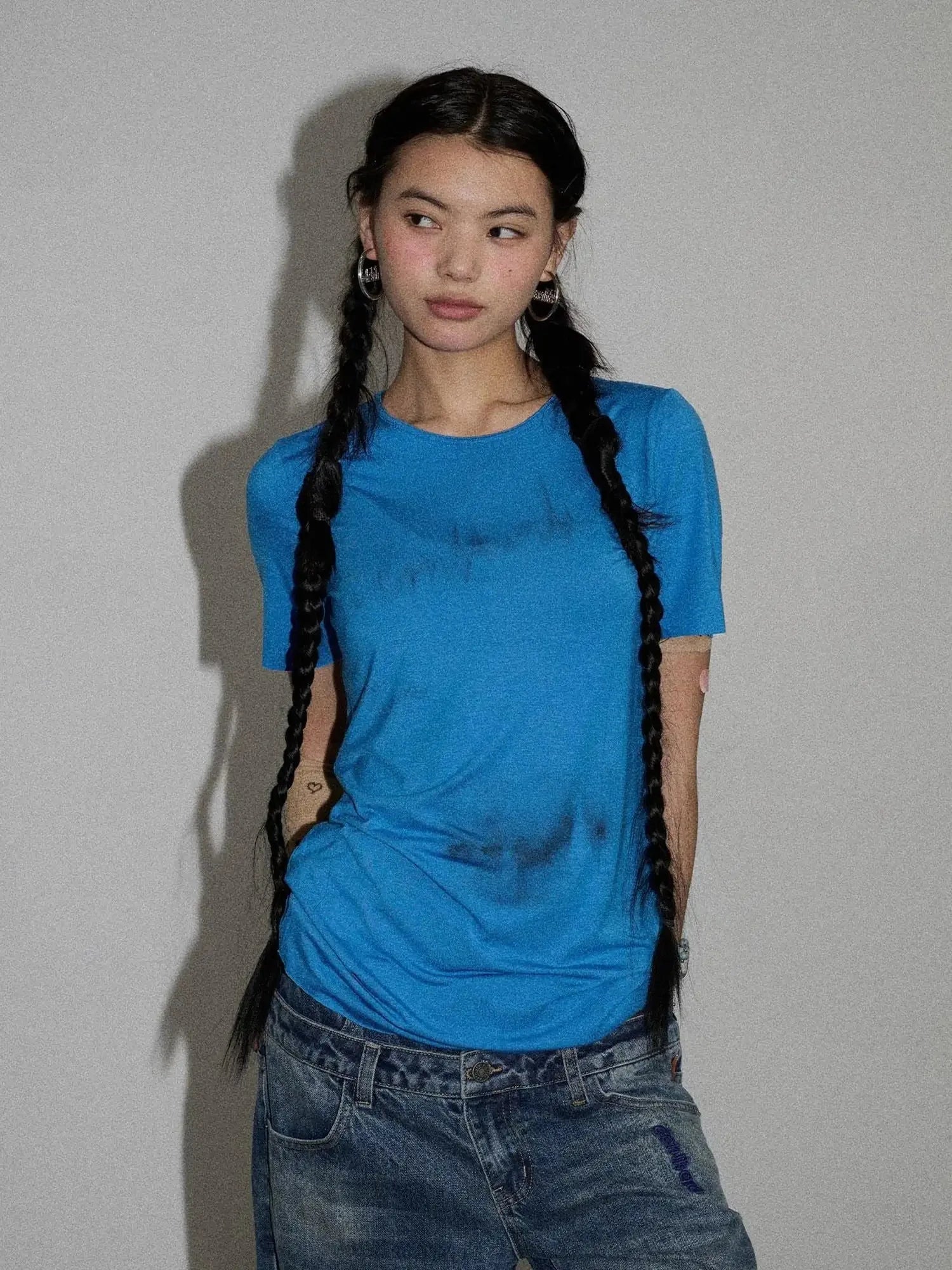 Jelly T Shirt 2025 Summer Slim Fit Women Top With Aurora Print