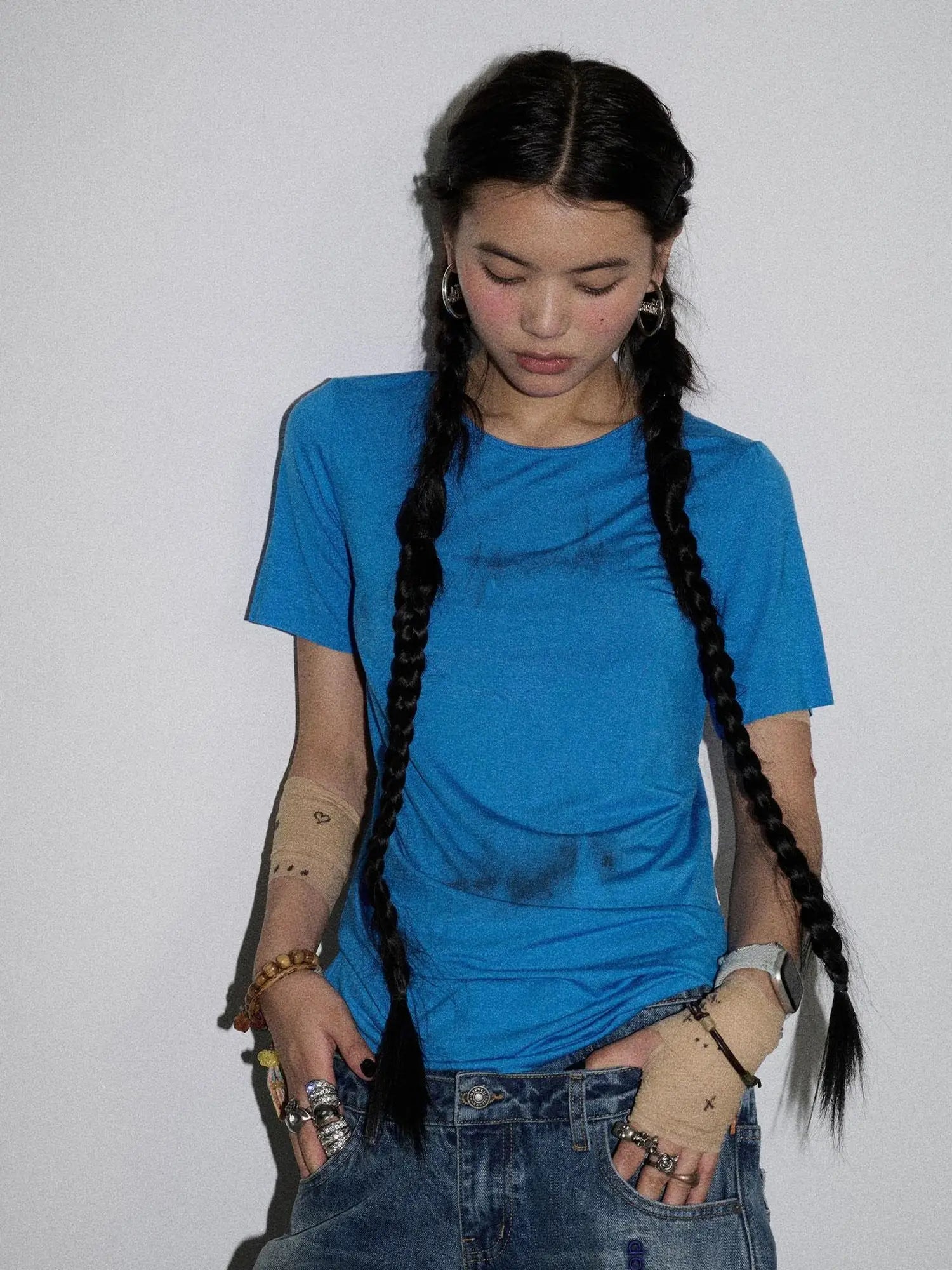 Jelly T Shirt 2025 Summer Slim Fit Women Top With Aurora Print