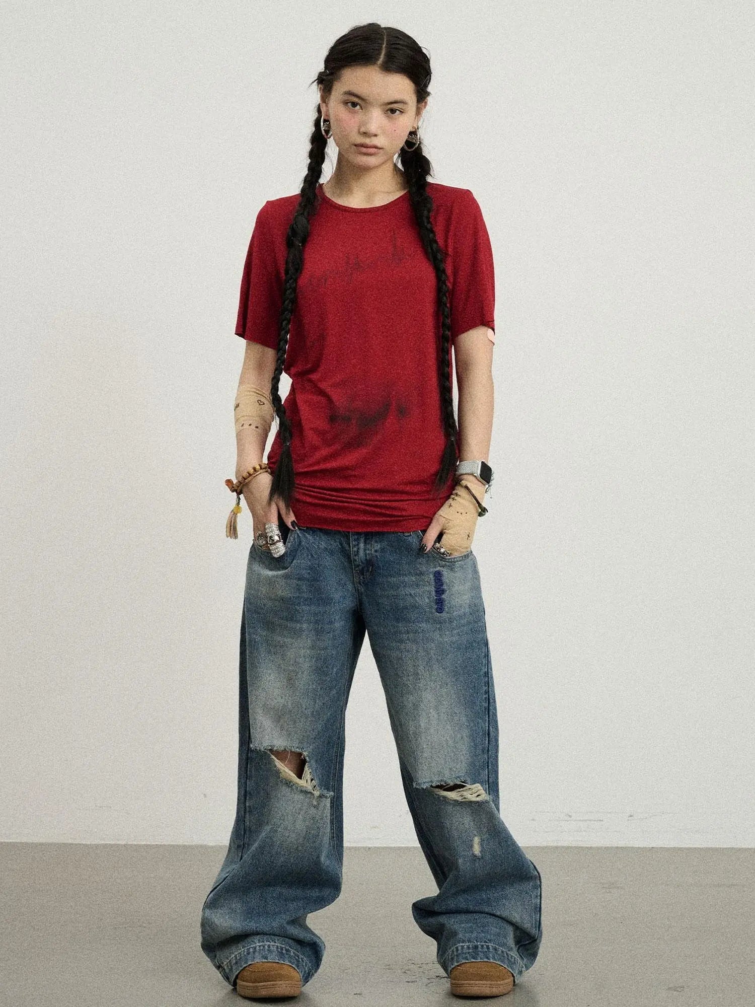 Jelly T Shirt 2025 Summer Slim Fit Women Top With Aurora Print