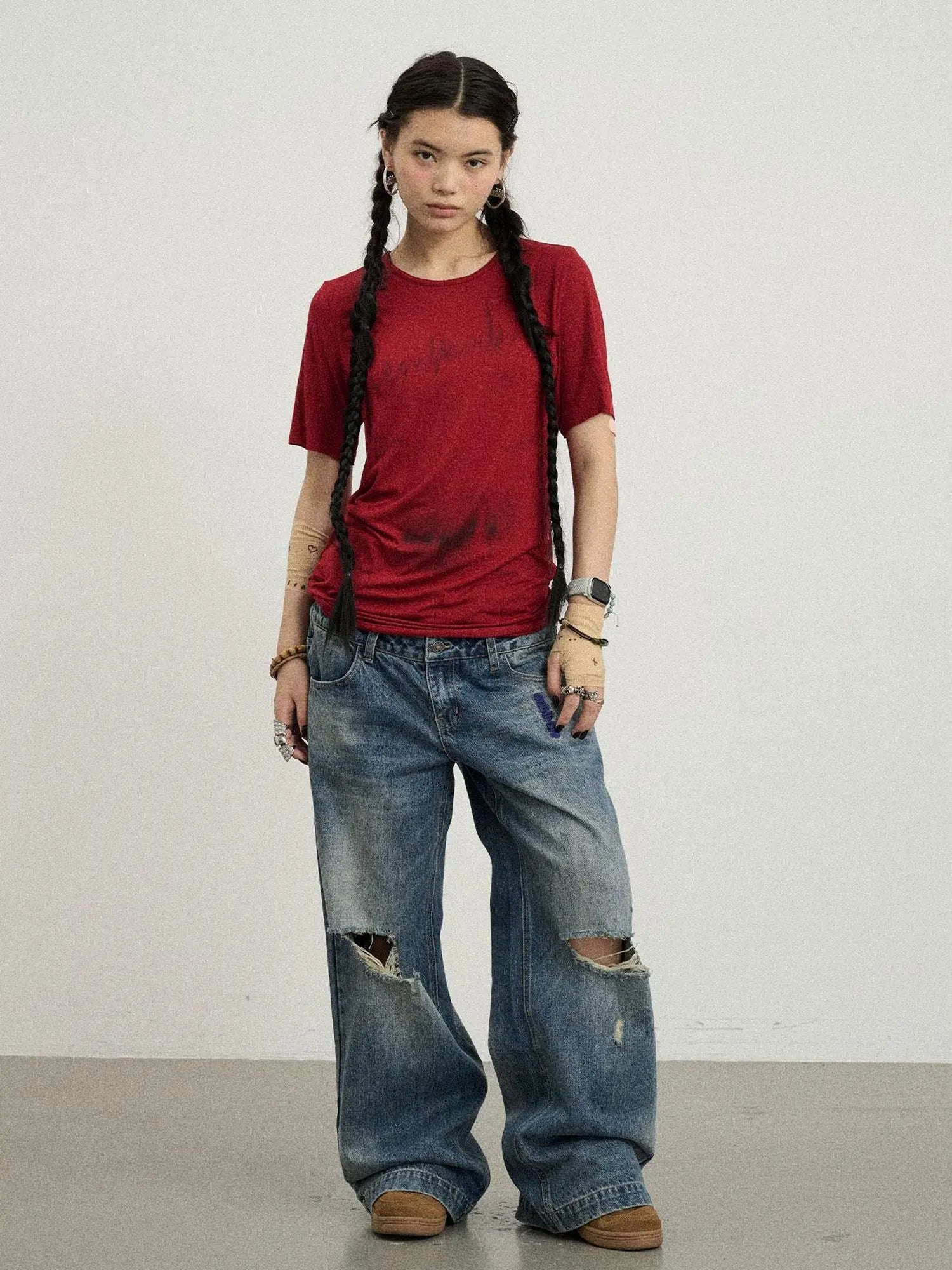 Jelly T Shirt 2025 Summer Slim Fit Women Top With Aurora Print