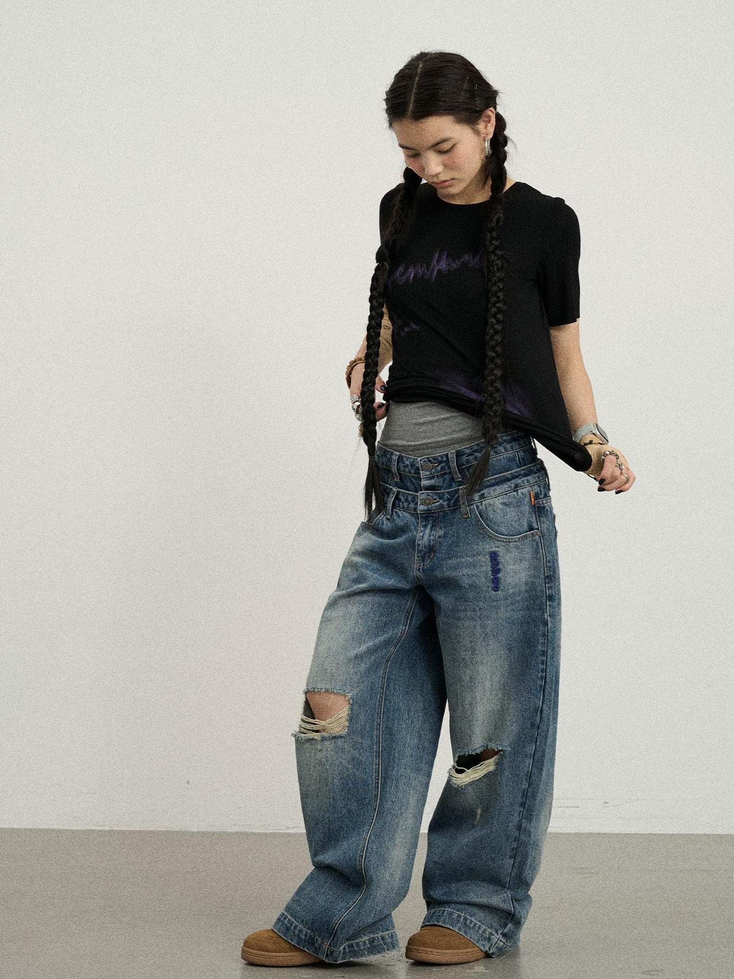 Achihara Jelly T Shirt 2025 Summer Slim Fit Women Top With Aurora Print