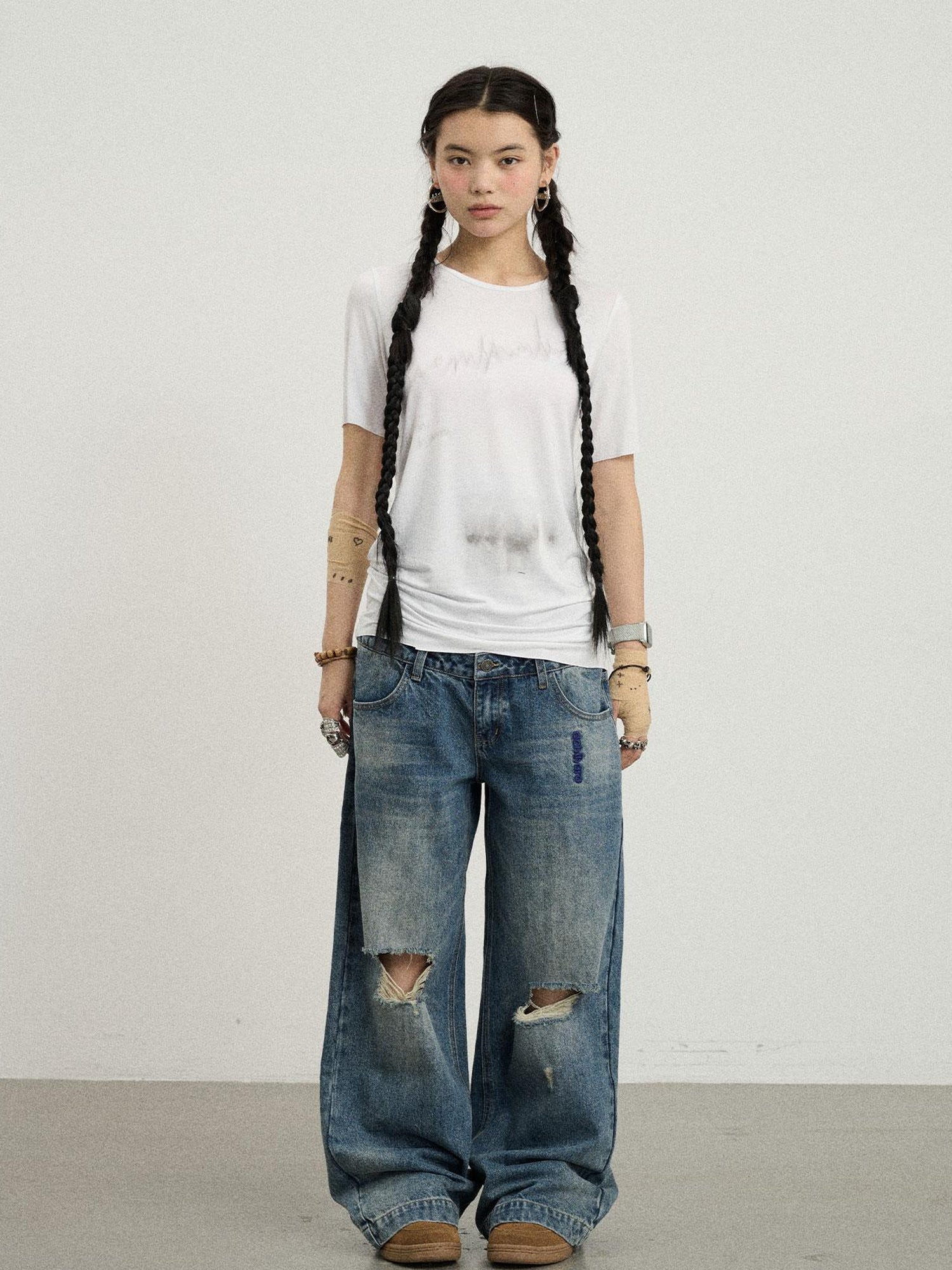 Achihara Jelly T Shirt 2025 Summer Slim Fit Women Top With Aurora Print