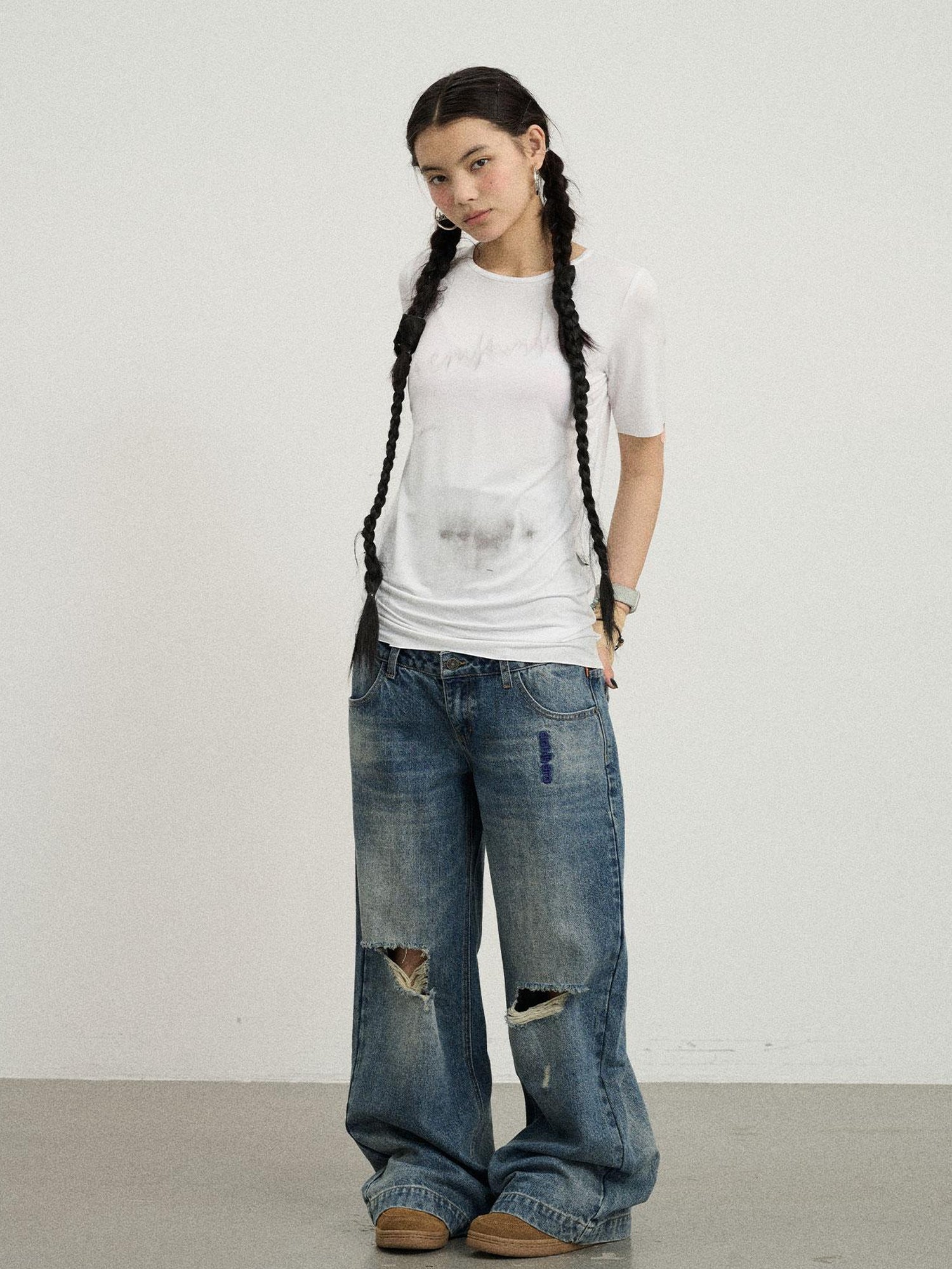 Achihara Jelly T Shirt 2025 Summer Slim Fit Women Top With Aurora Print
