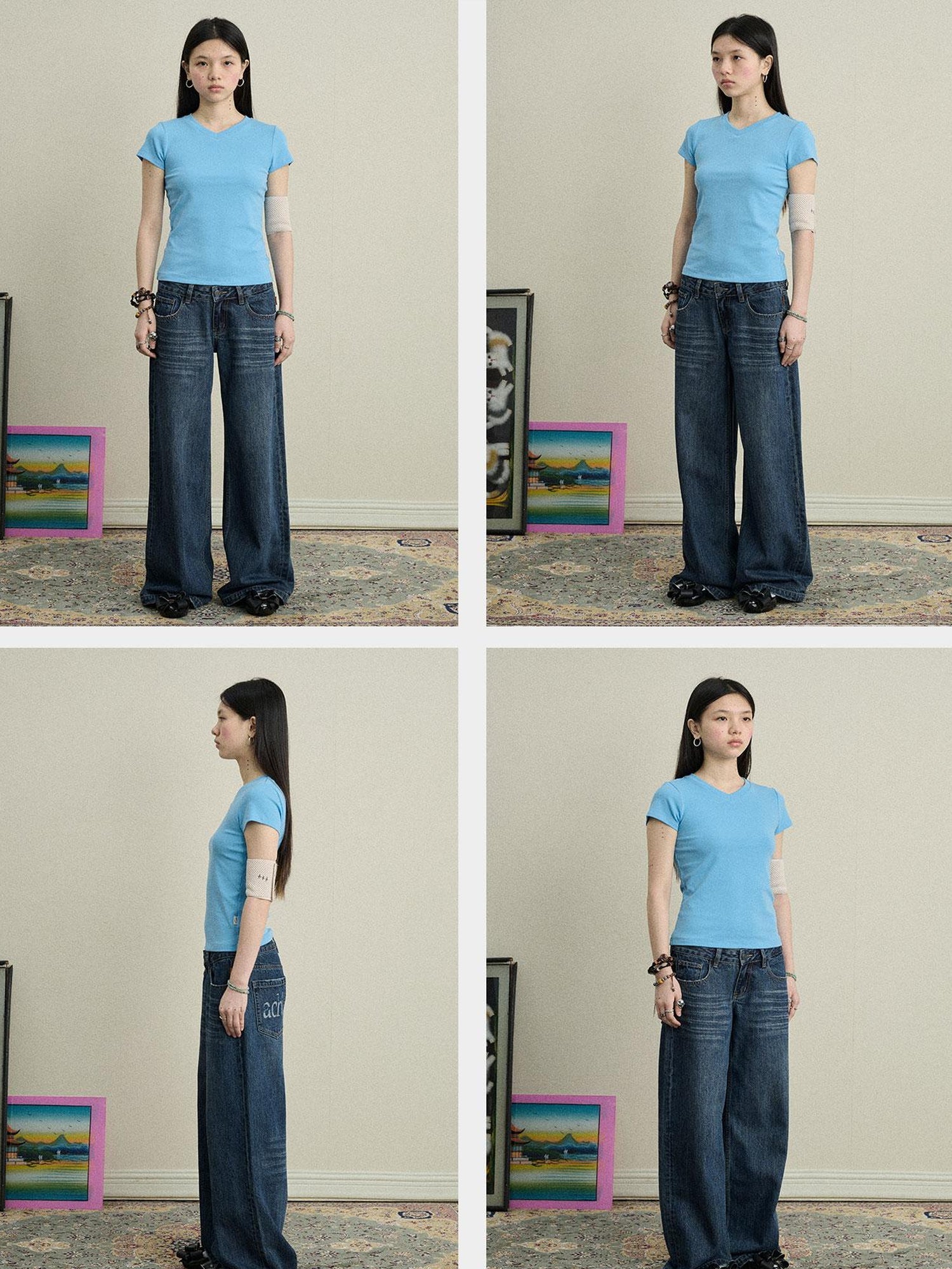 Achihara Jelly V-Neck Stretch Tee