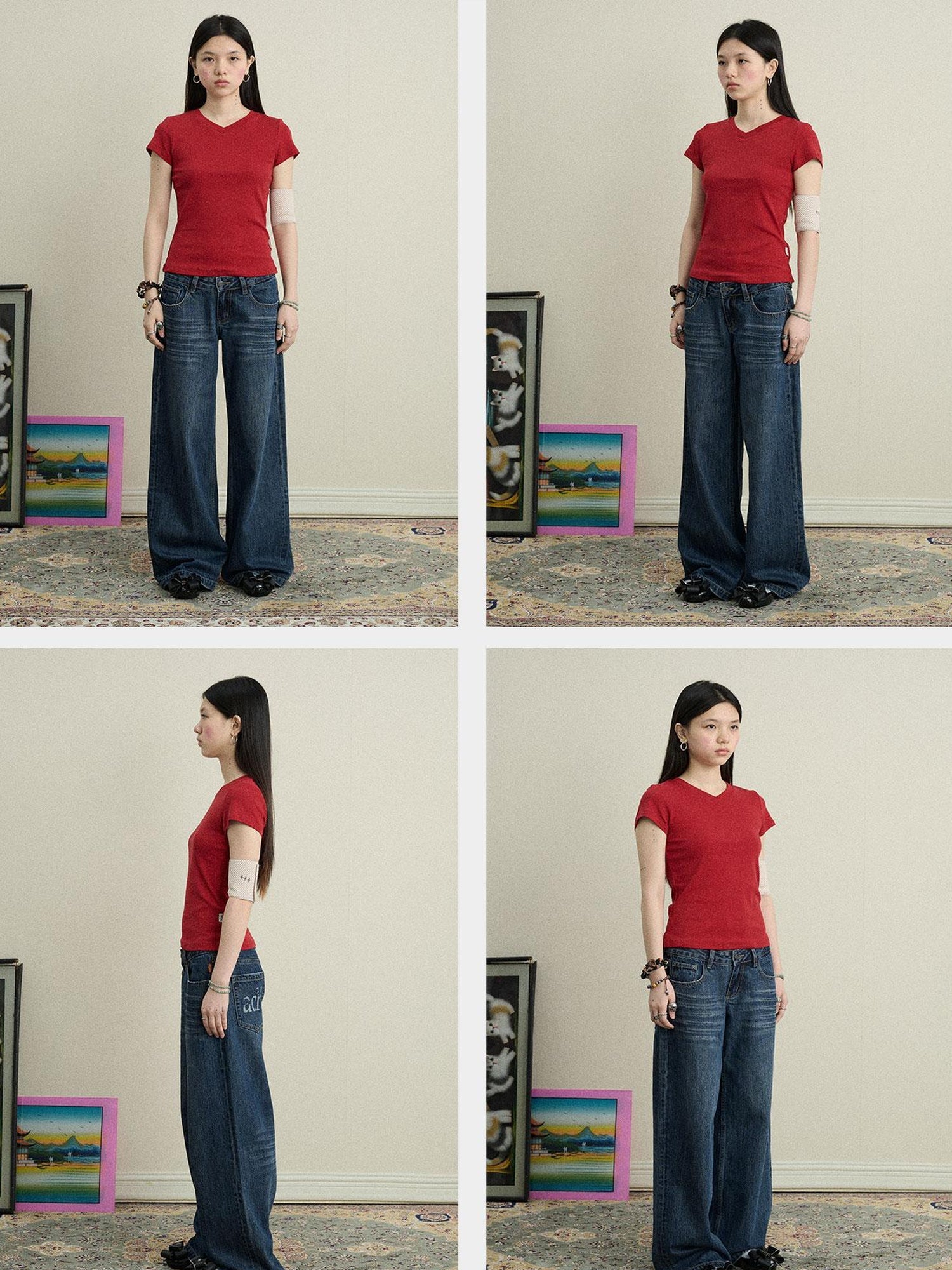 Achihara Jelly V-Neck Stretch Tee