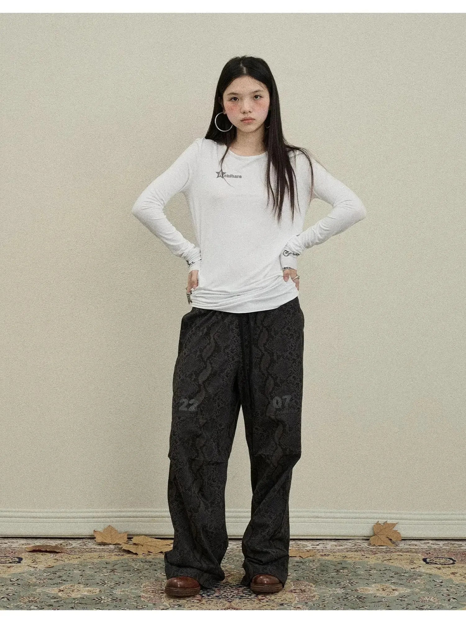 Jelly V-Neck T-Shirt Long-Sleeve Four Color Modal Women Fall Top