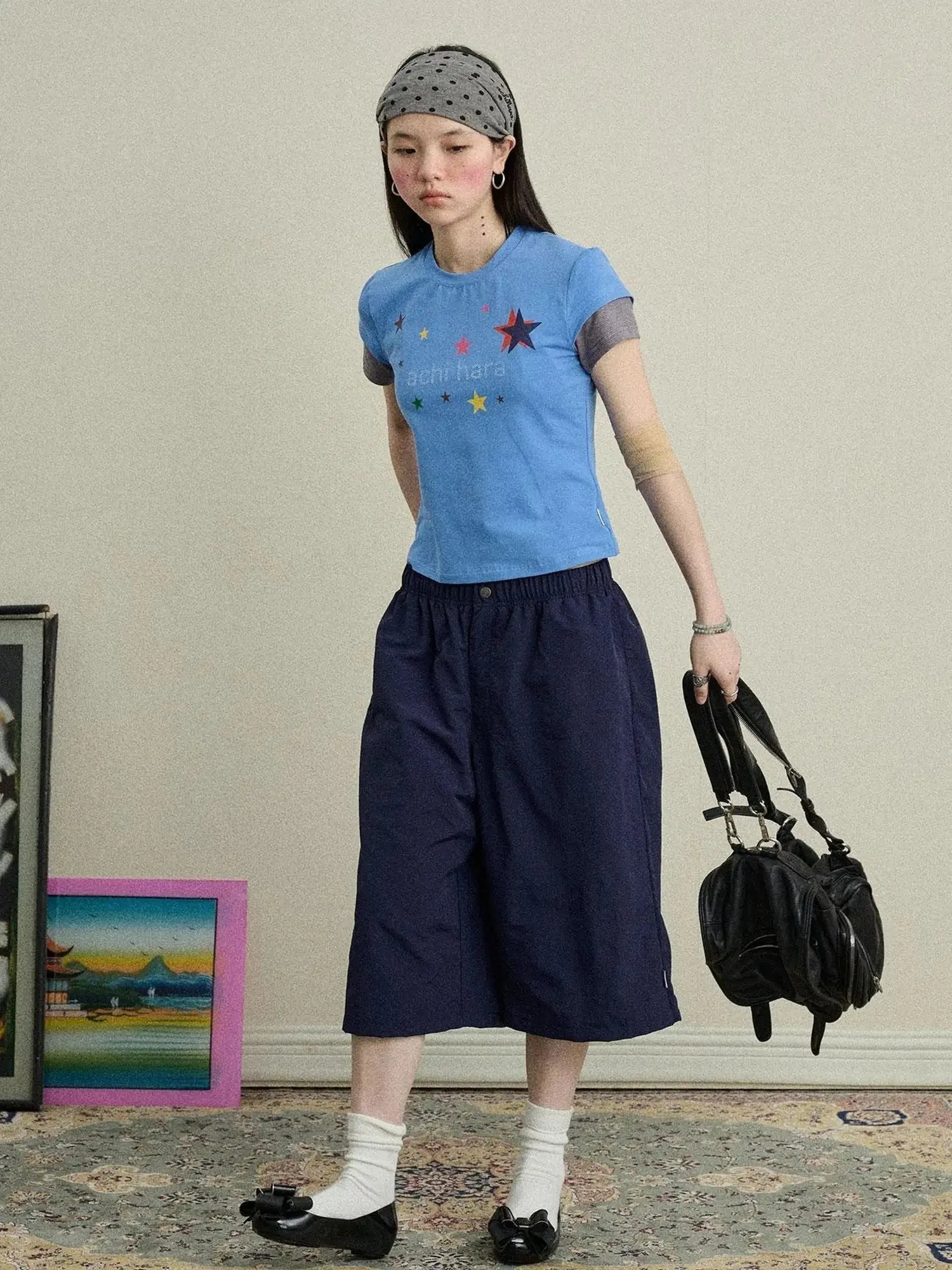 Jumping Sugar Starry Tee V Neck T Shirt Long Sleeve