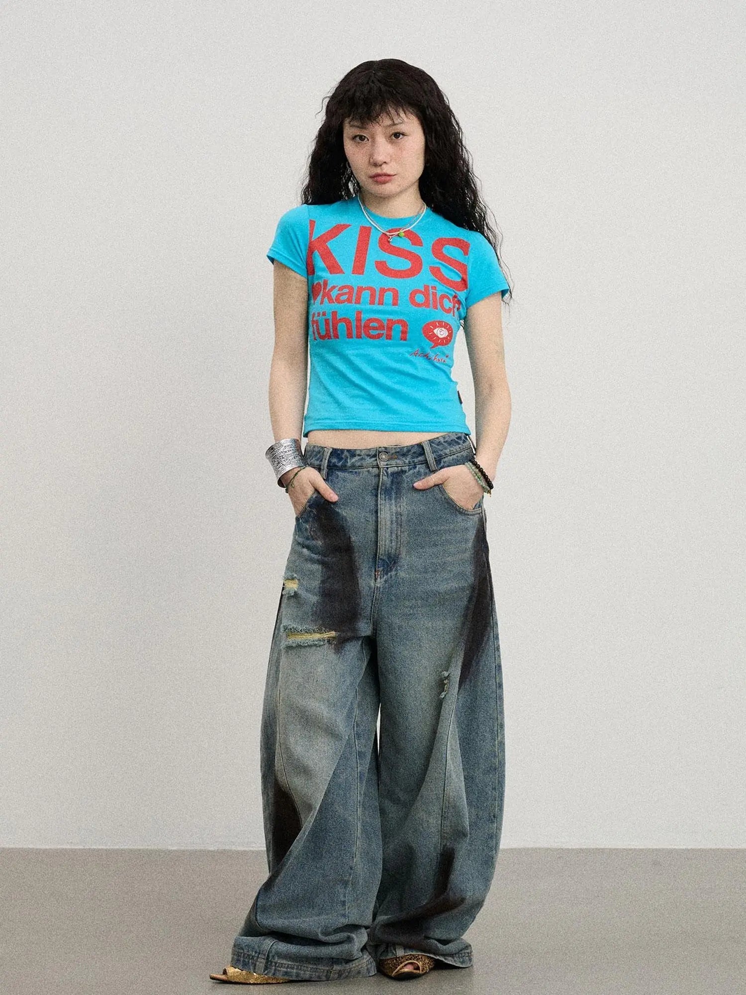 Kiss Fish German Print Slim Fit Tee