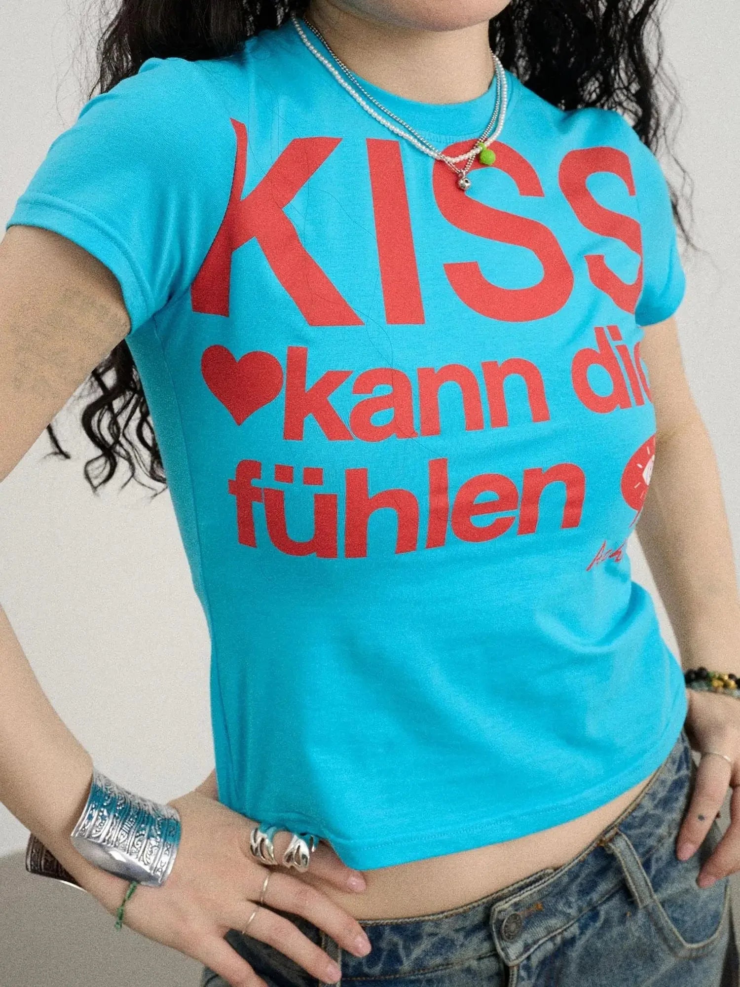 Kiss Fish German Print Slim Fit Tee