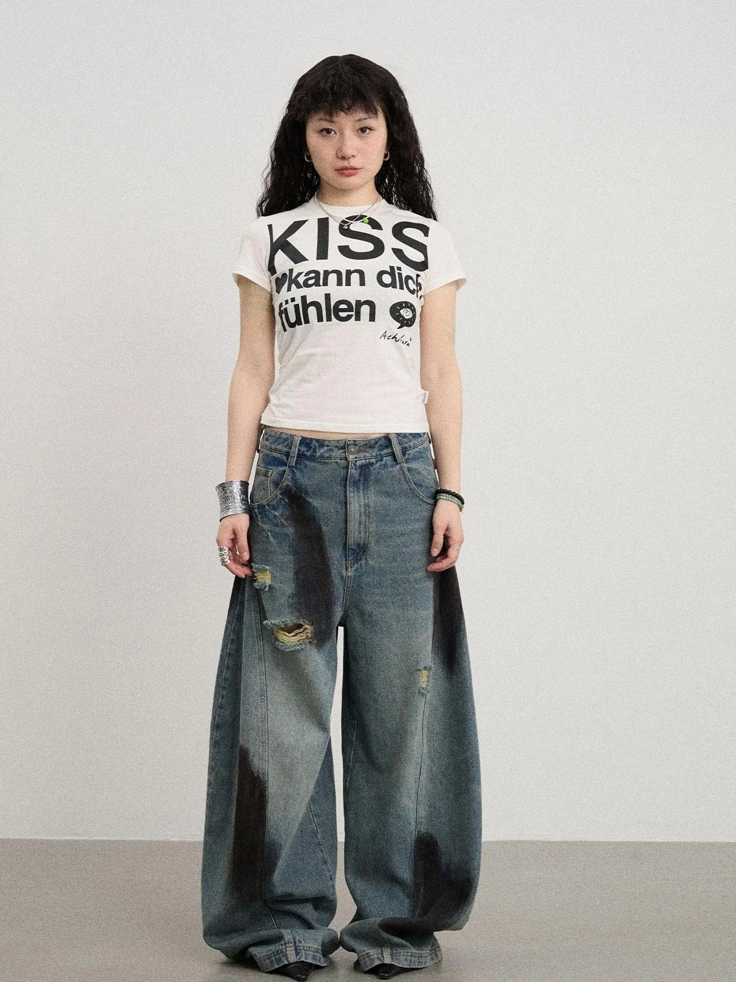 Kiss Fish German Print Slim Fit Tee