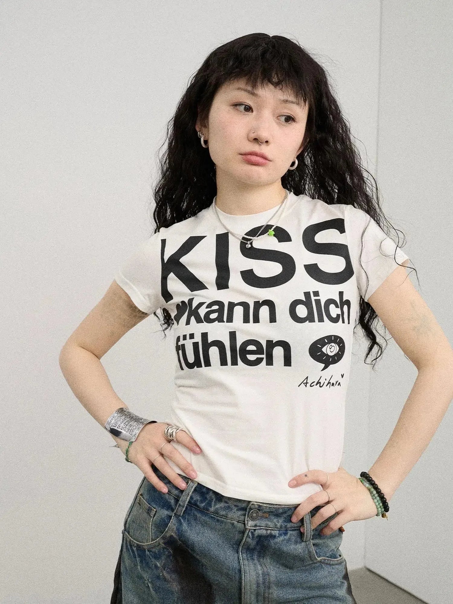 Kiss Fish German Print Slim Fit Tee