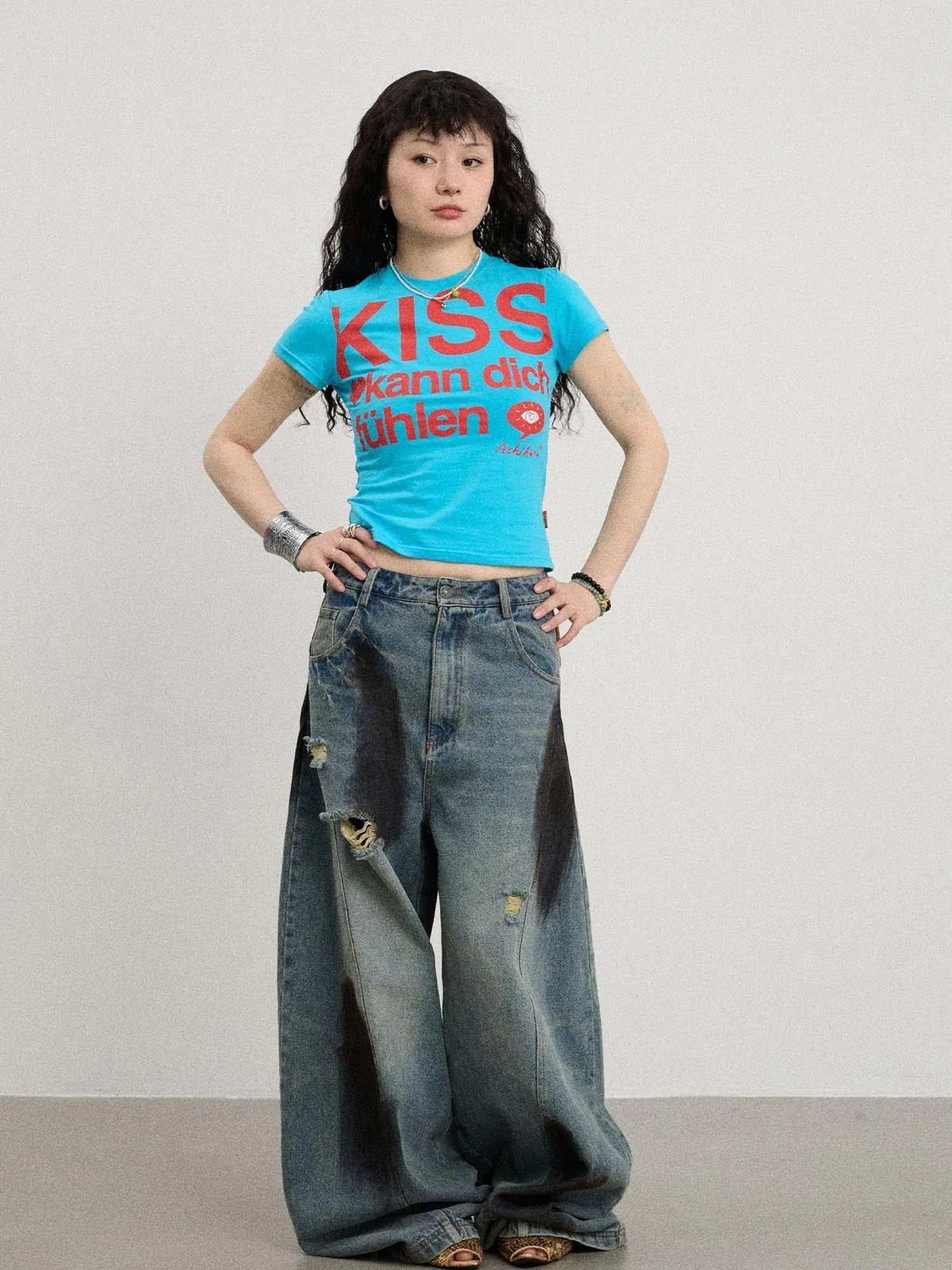 Kiss Fish German Print Slim Fit Tee