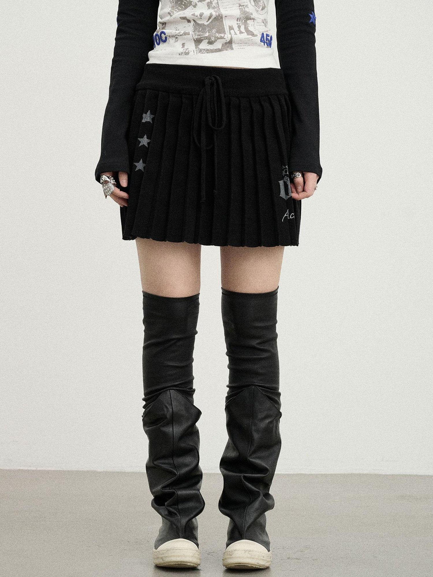 Achihara Knit Pleated A Line Skirt
