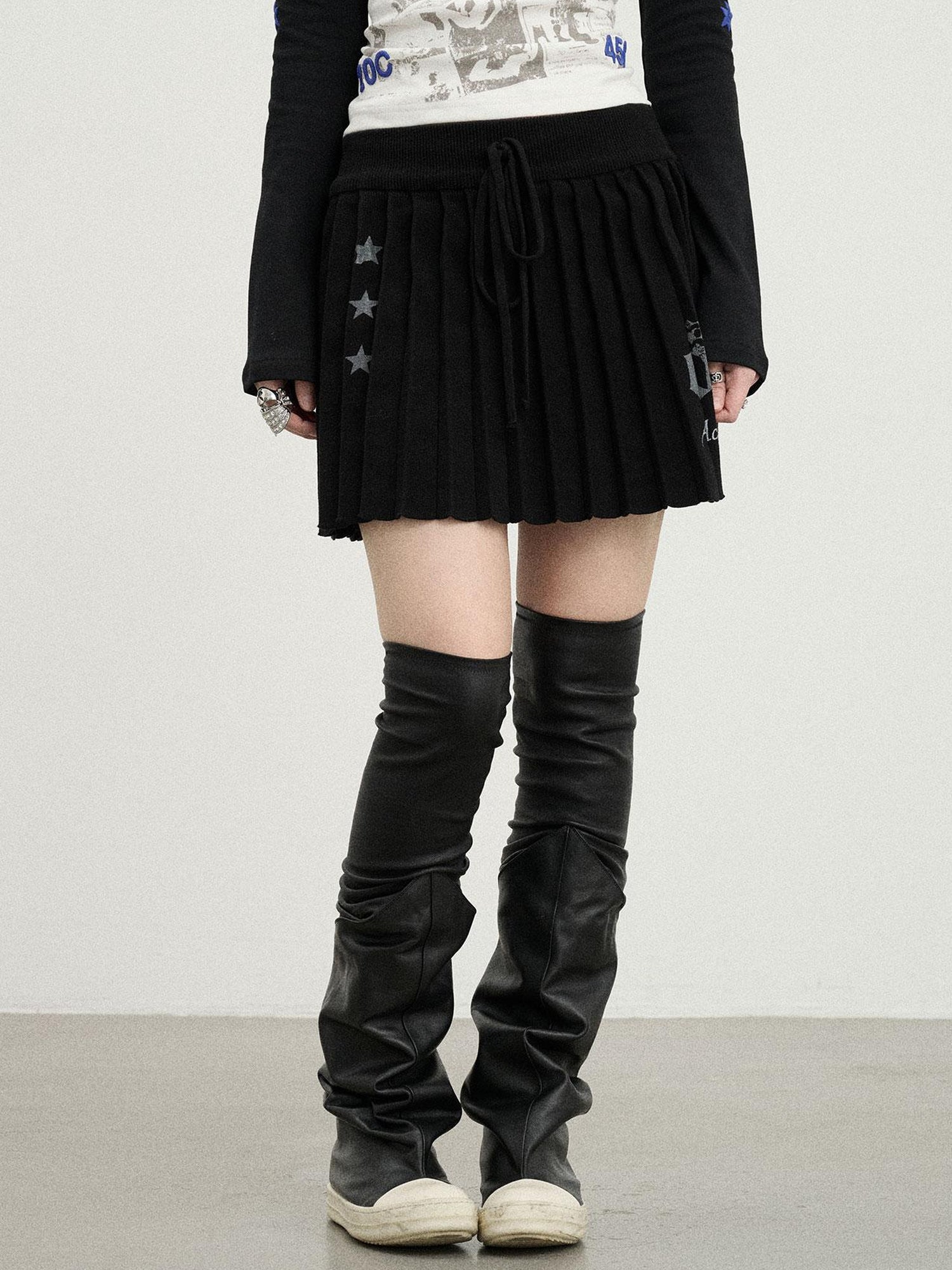 Achihara Knit Pleated A Line Skirt