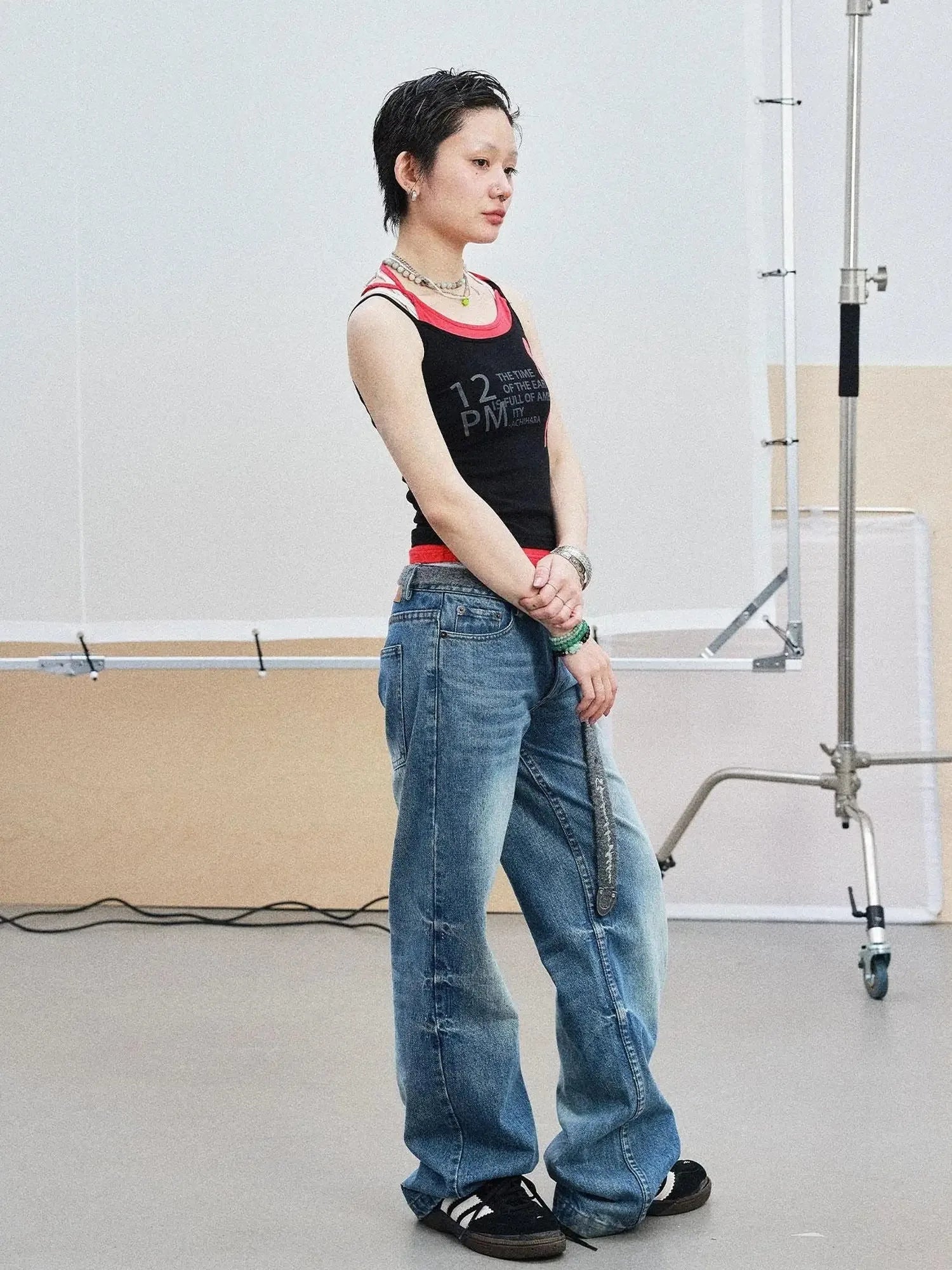 Layered Double Strap Camisole With Detachable Tie