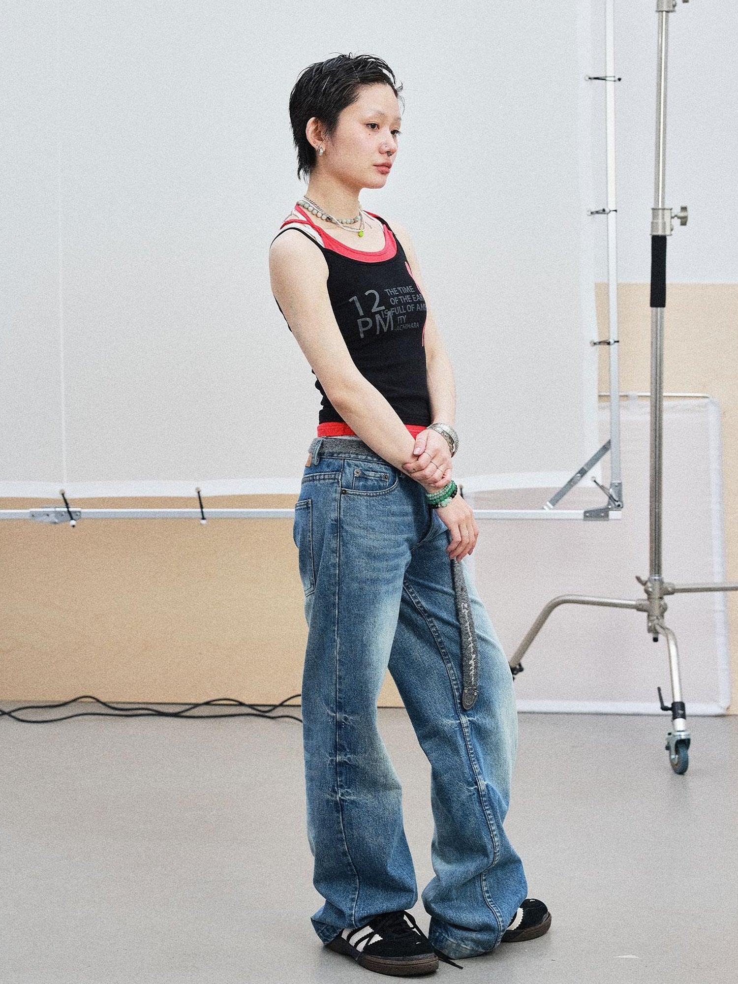 Achihara Layered Double Strap Camisole With Detachable Tie
