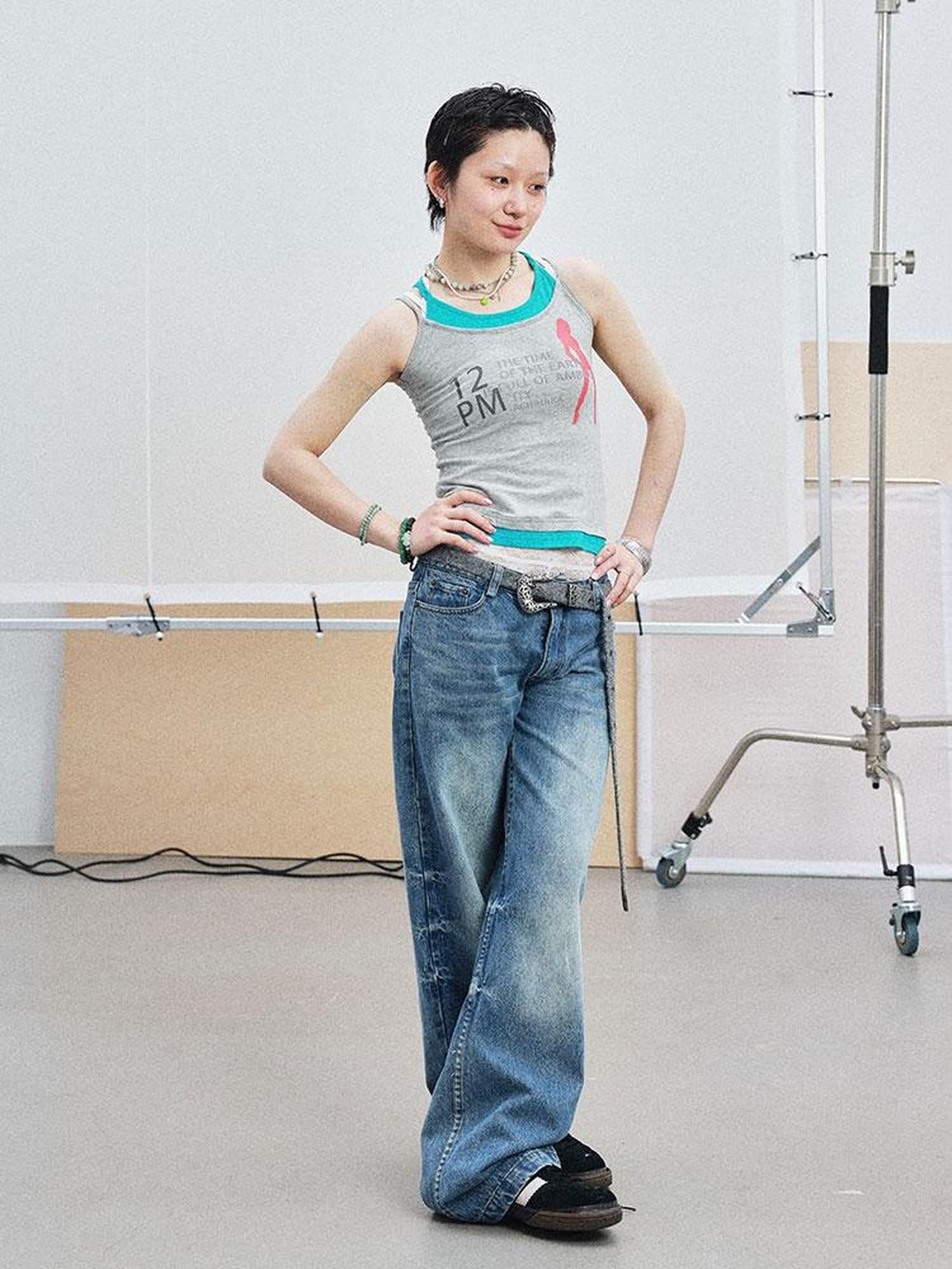Achihara Layered Double Strap Camisole With Detachable Tie