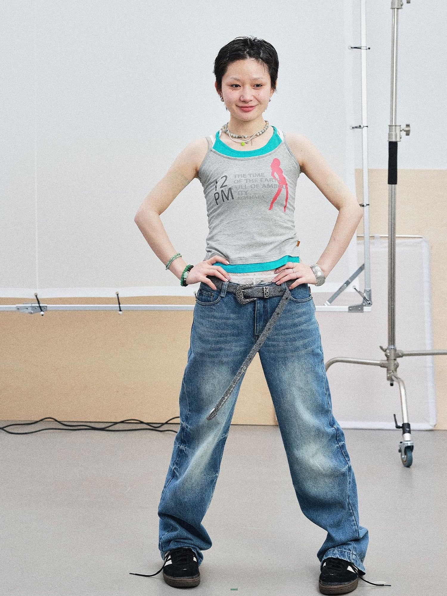 Achihara Layered Double Strap Camisole With Detachable Tie