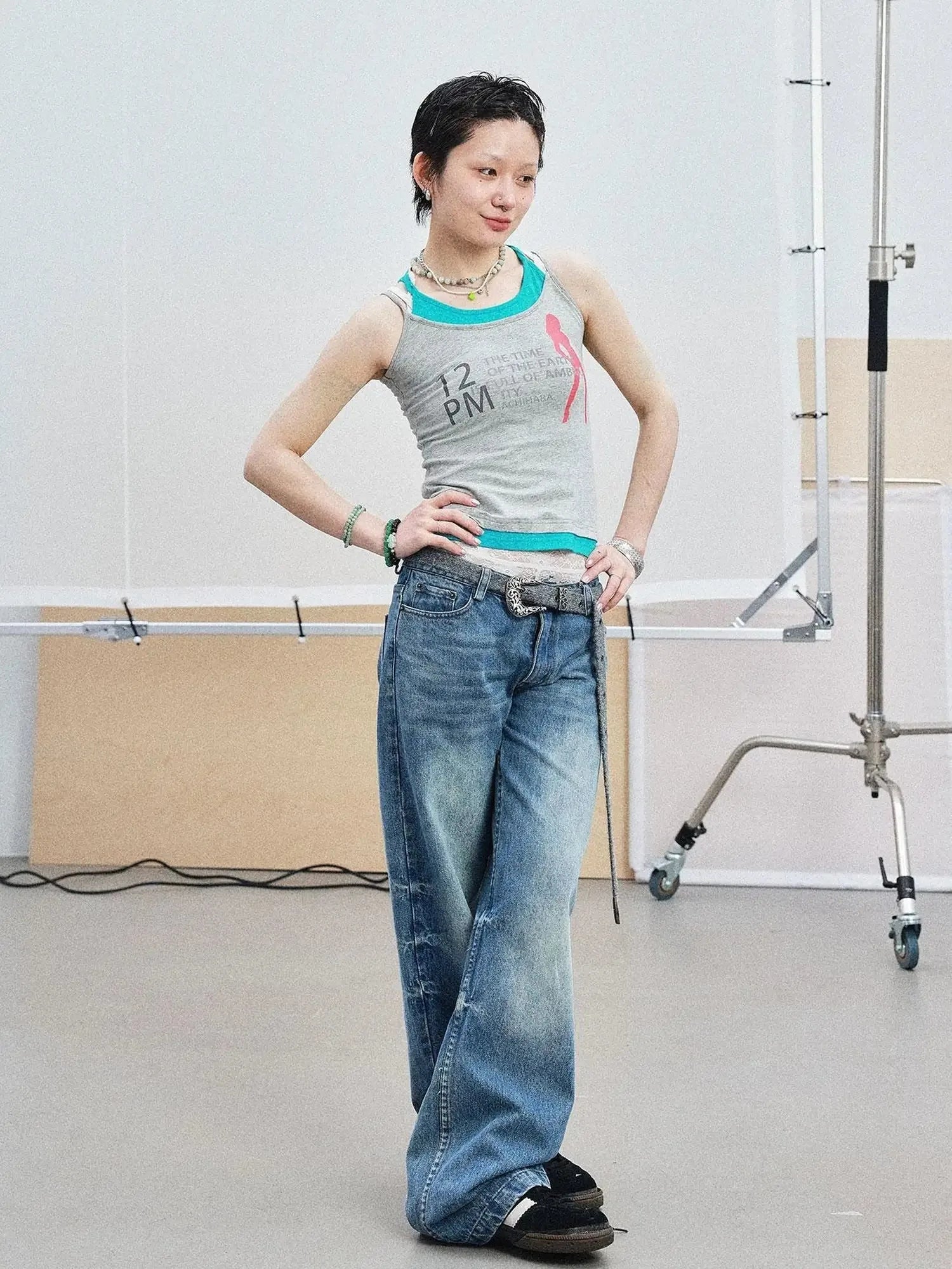 Layered Double Strap Camisole With Detachable Tie