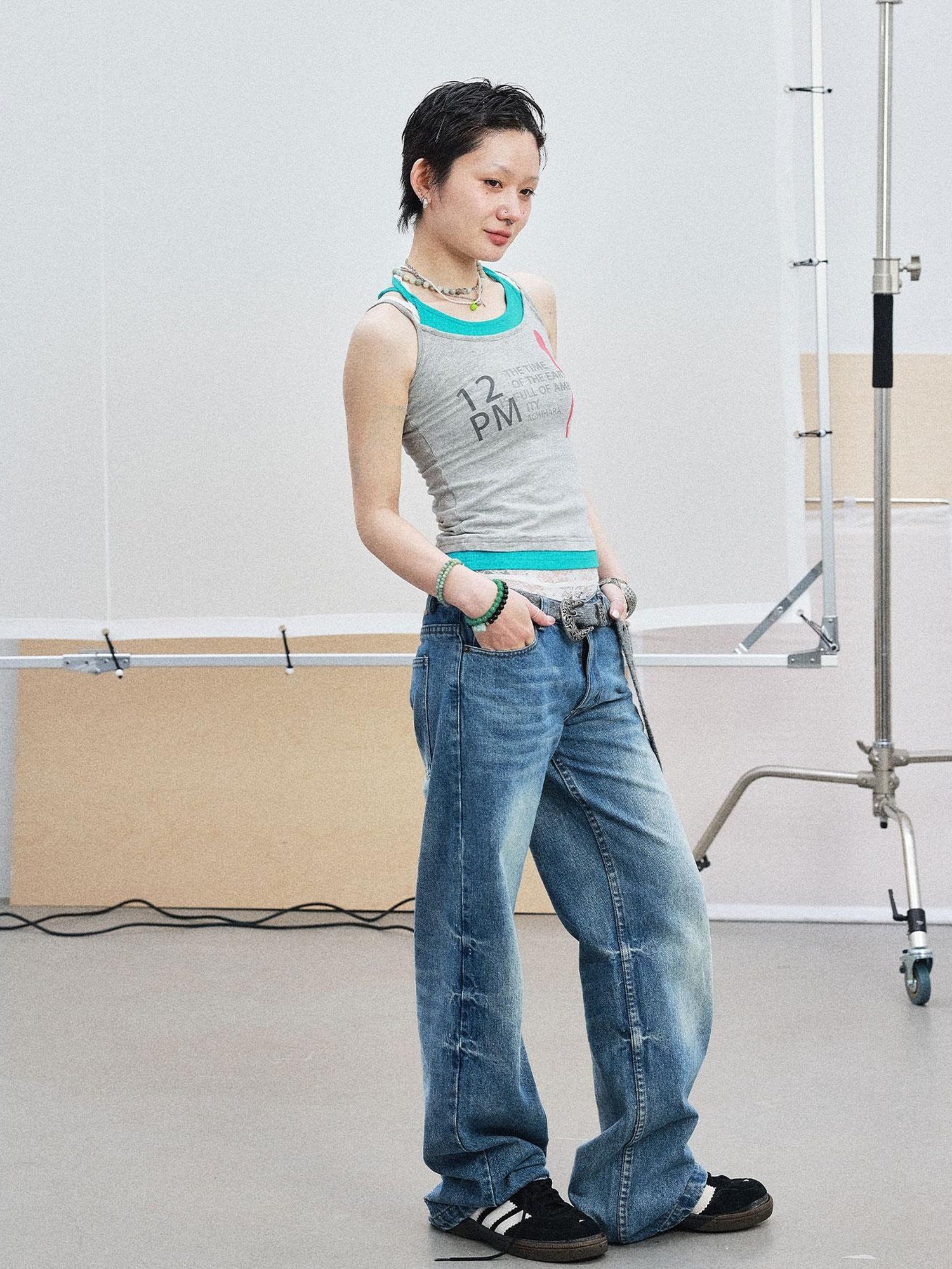 Achihara Layered Double Strap Camisole With Detachable Tie